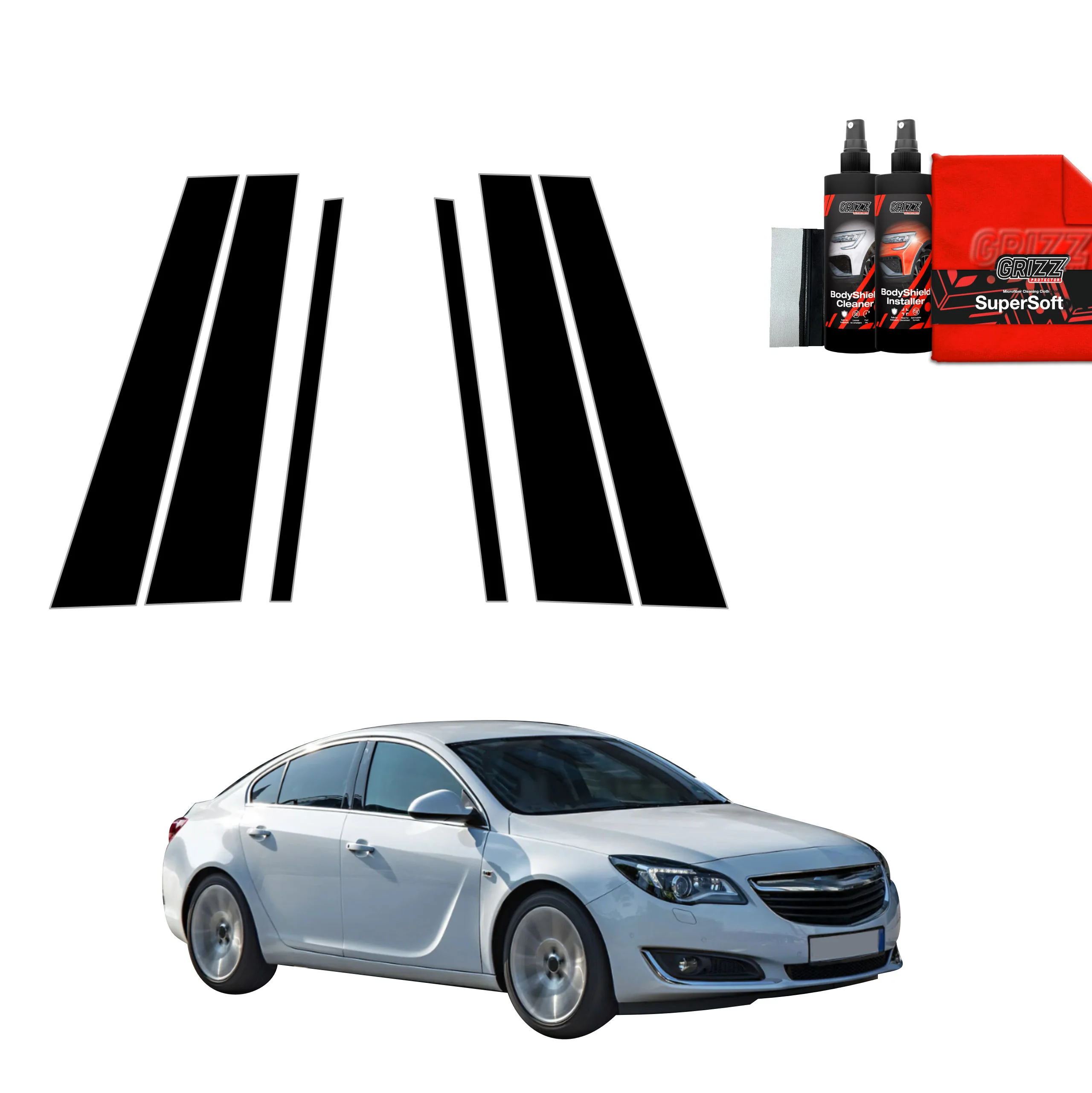 6in1 Schwarze Schutzfolie für B-C-Säule - Opel Insignia A Sedan Facelifting (2013-2017)