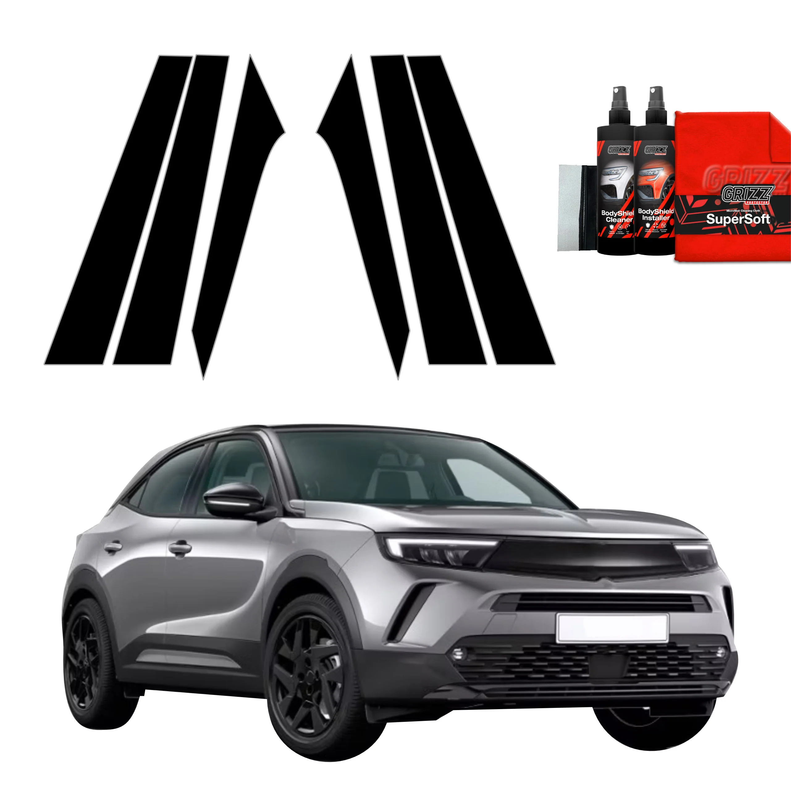 6in1 Schwarze schutzfolie fĂŒr B-C-SĂ€ule - Opel Mokka (2021-2026)