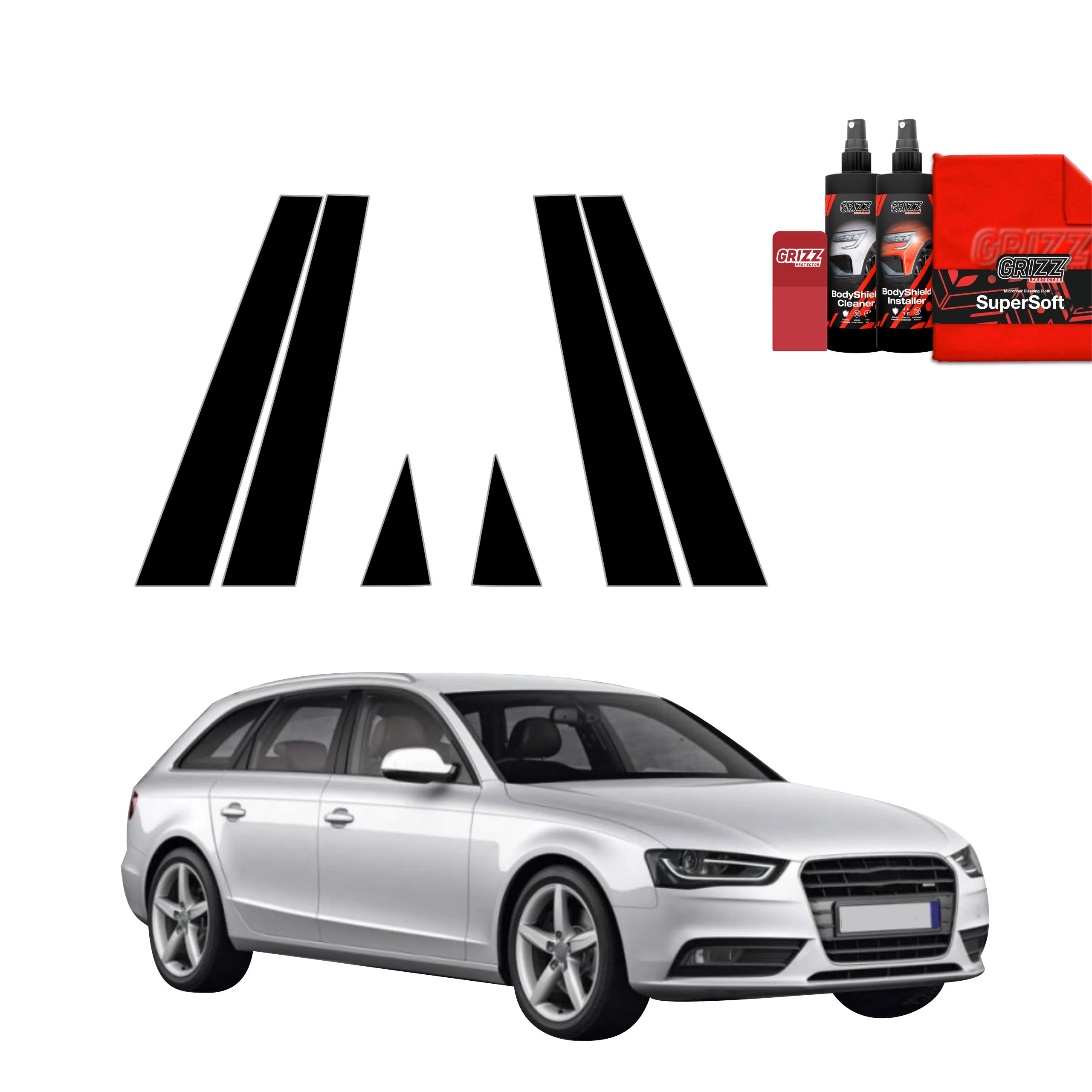 6in1 Schwarze schutzfolie für B-C-Säule - Audi A4 B8 Avant Facelifting (2011-2015)