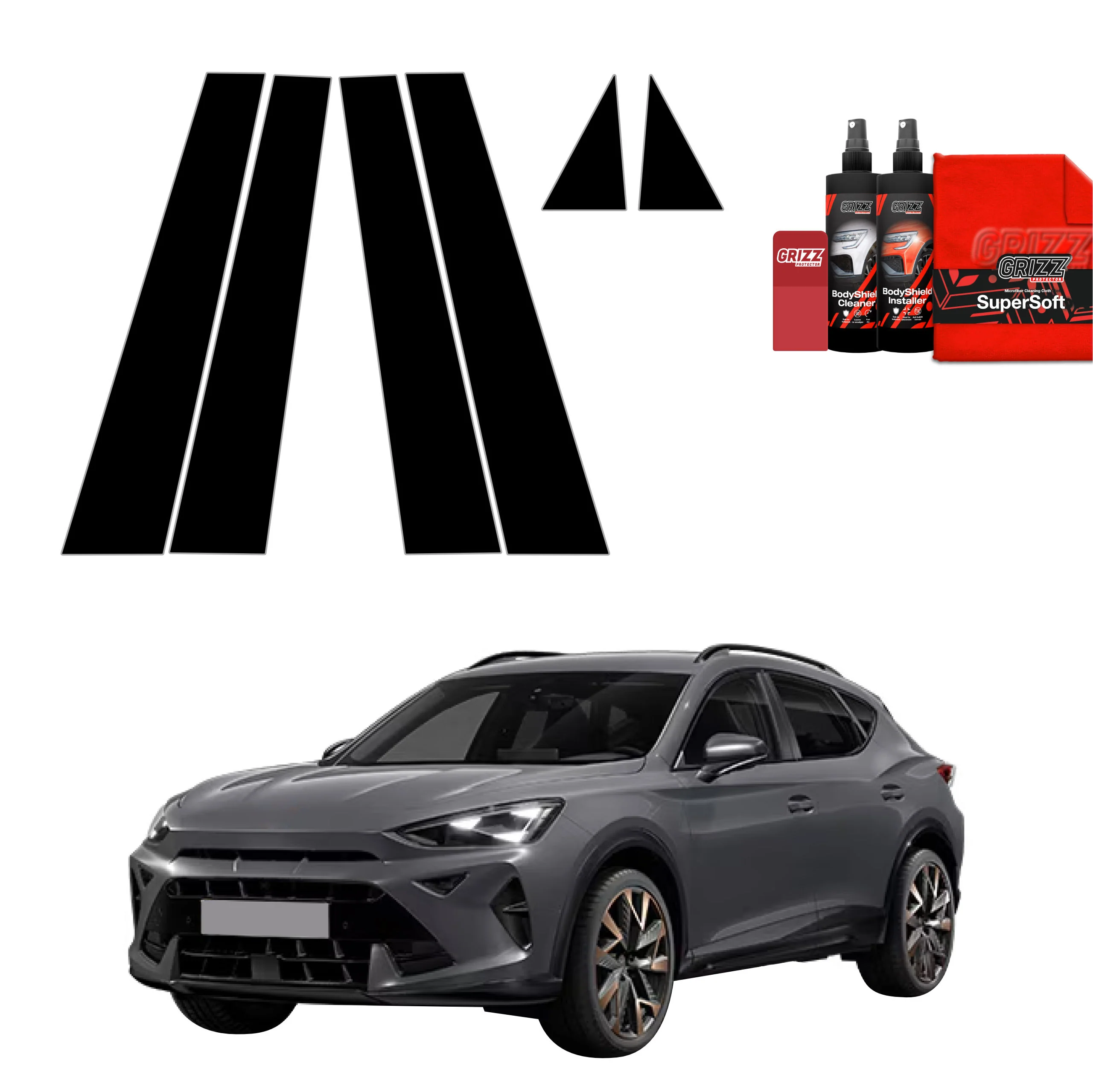 6in1 Schwarze schutzfolie für B-Säule - Cupra Formentor Facelift (2024-2026)