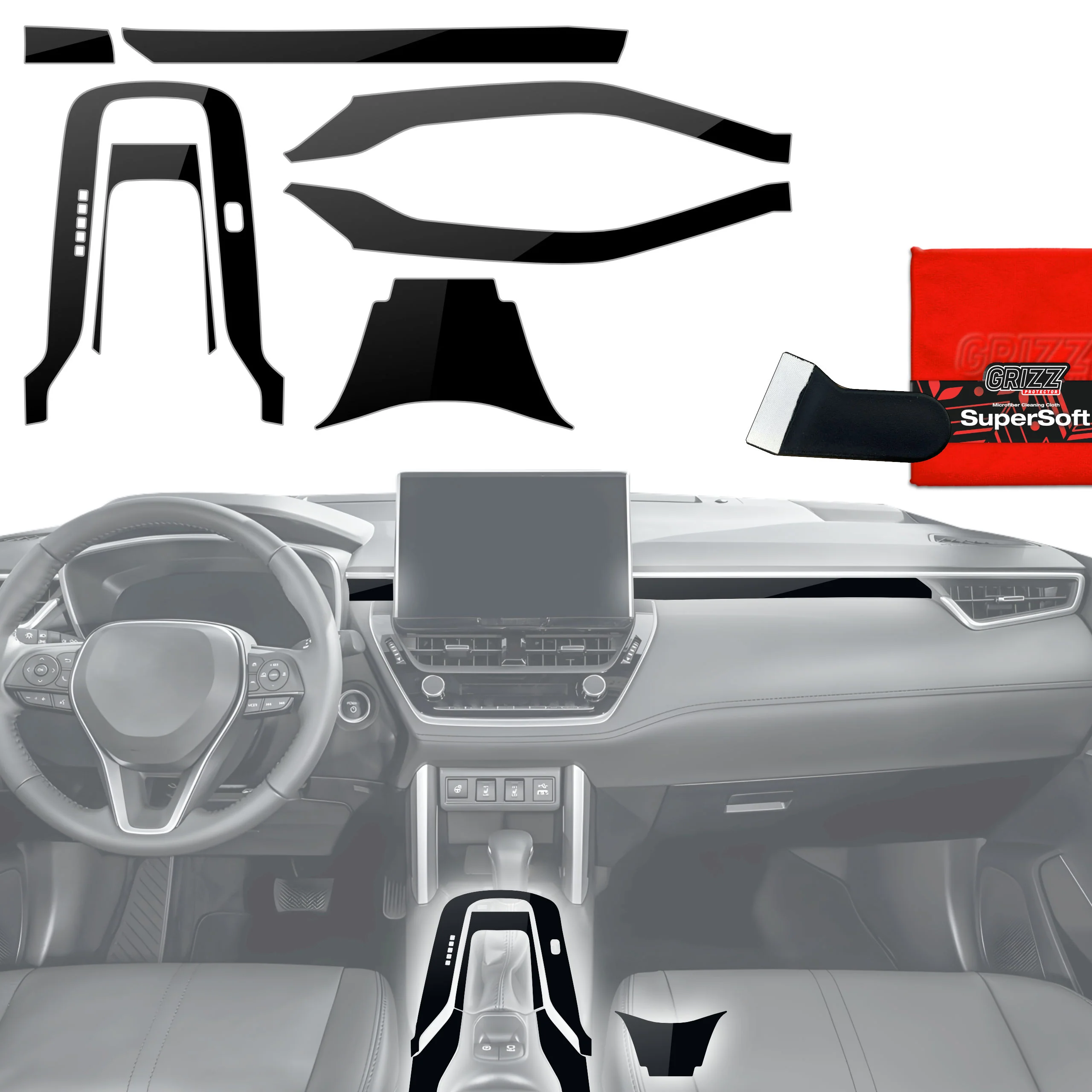 7in1 Schutzfolien für Mittelkonsole - Toyota Corolla (2019-2026) Schwarz Glanz