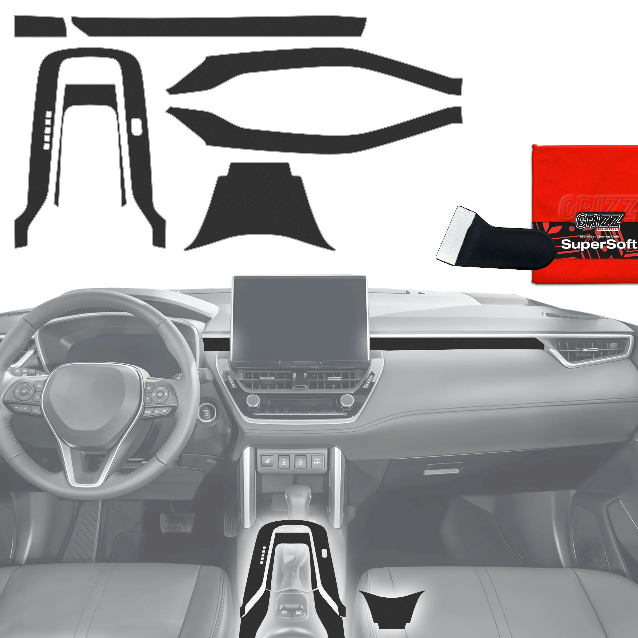 7in1 Schutzfolien für Mittelkonsole - Toyota Corolla (2019-2026) Schwarz Matt Antifingerprint