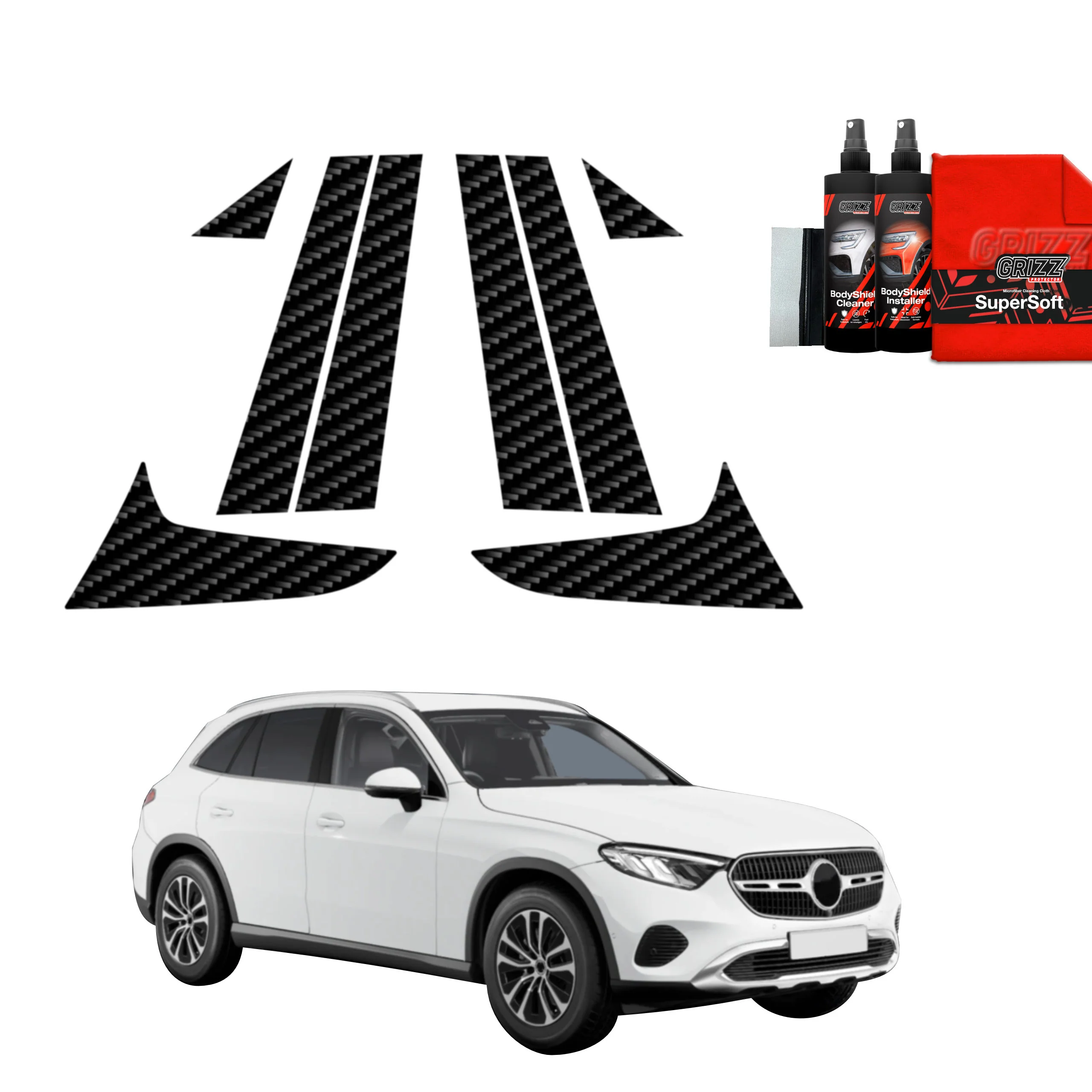 8in1 Kohlenstoff Schutzfolie für A-B-C-Säule - Mercedes GLC Wagon (2025-2026)
