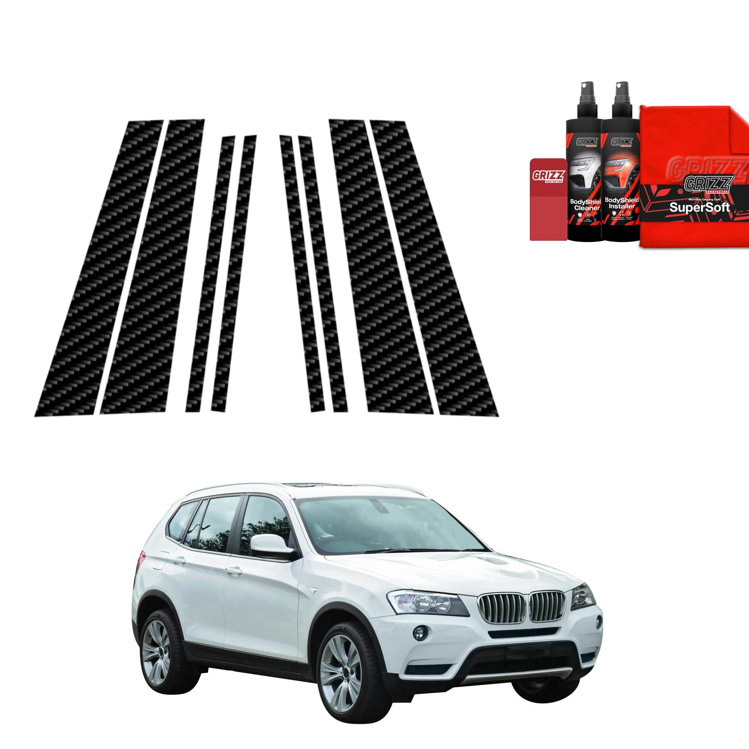 8in1 Kohlenstoff Schutzfolie für B-C-Säule - BMW X3 F25 (2010-2014)