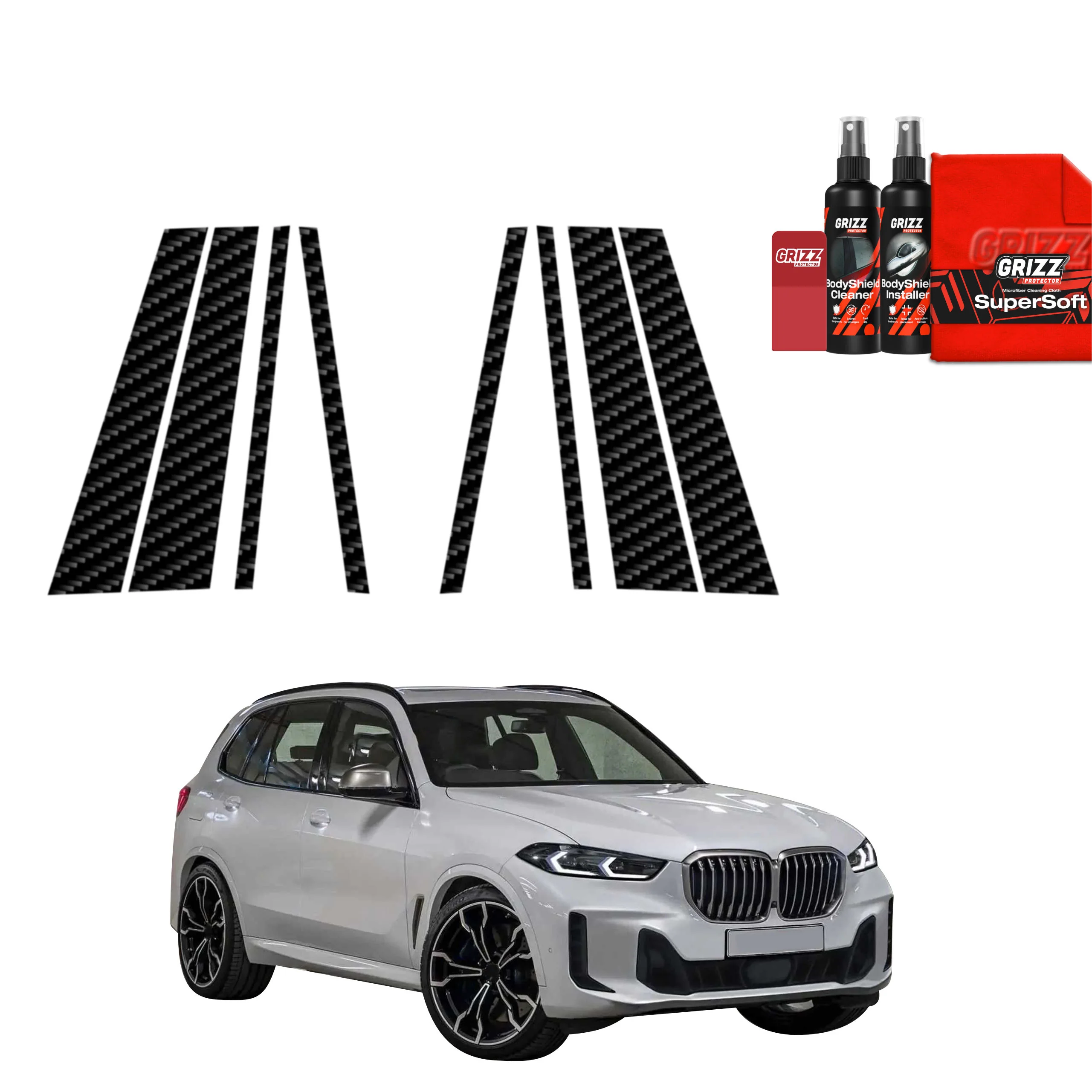 8in1 Kohlenstoff Schutzfolie fĂŒr B-C-SĂ€ule - BMW X5 G05 (2023-2026)