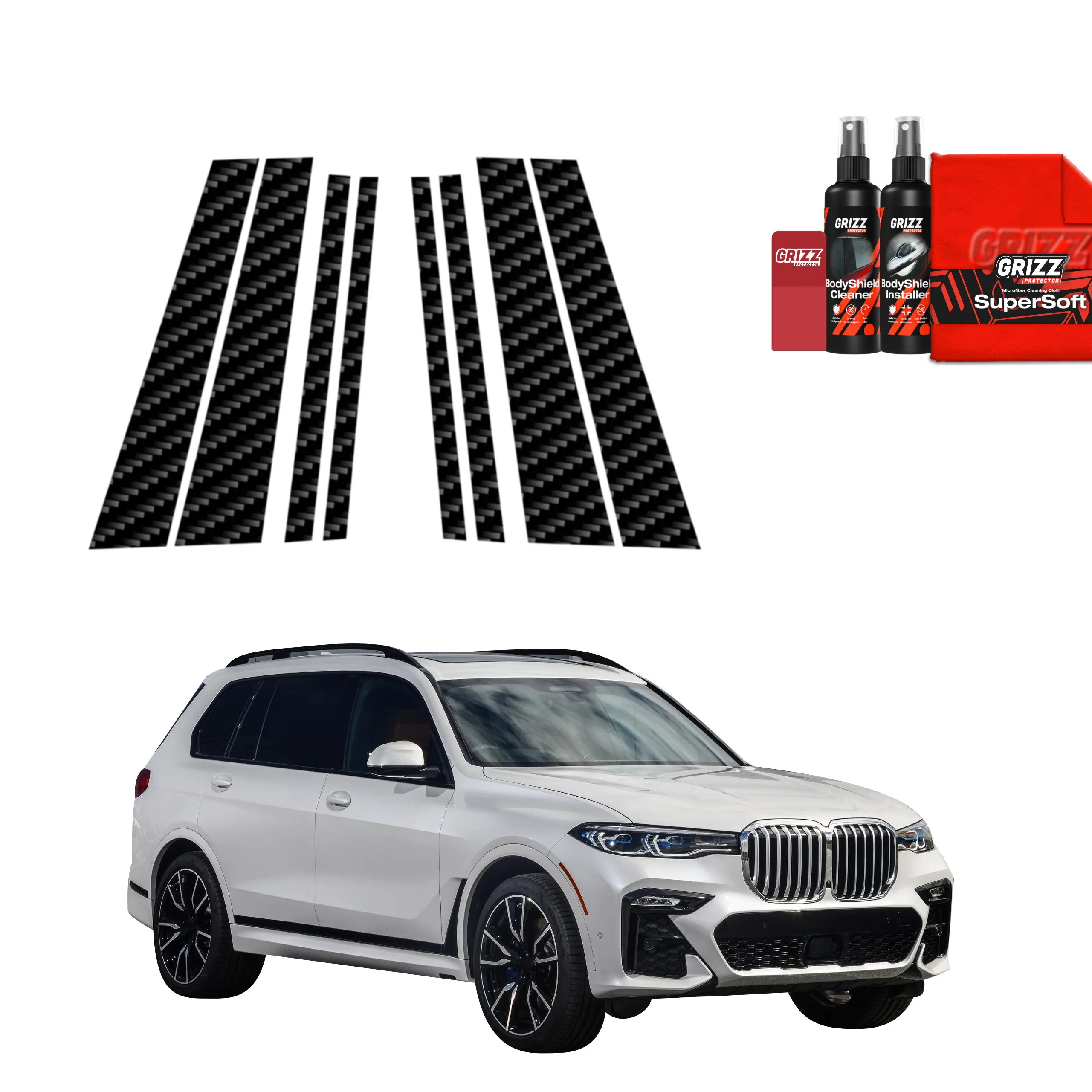 8in1 Kohlenstoff Schutzfolie fĂŒr B-C-SĂ€ule - BMW X7 G07 (2018-2022)