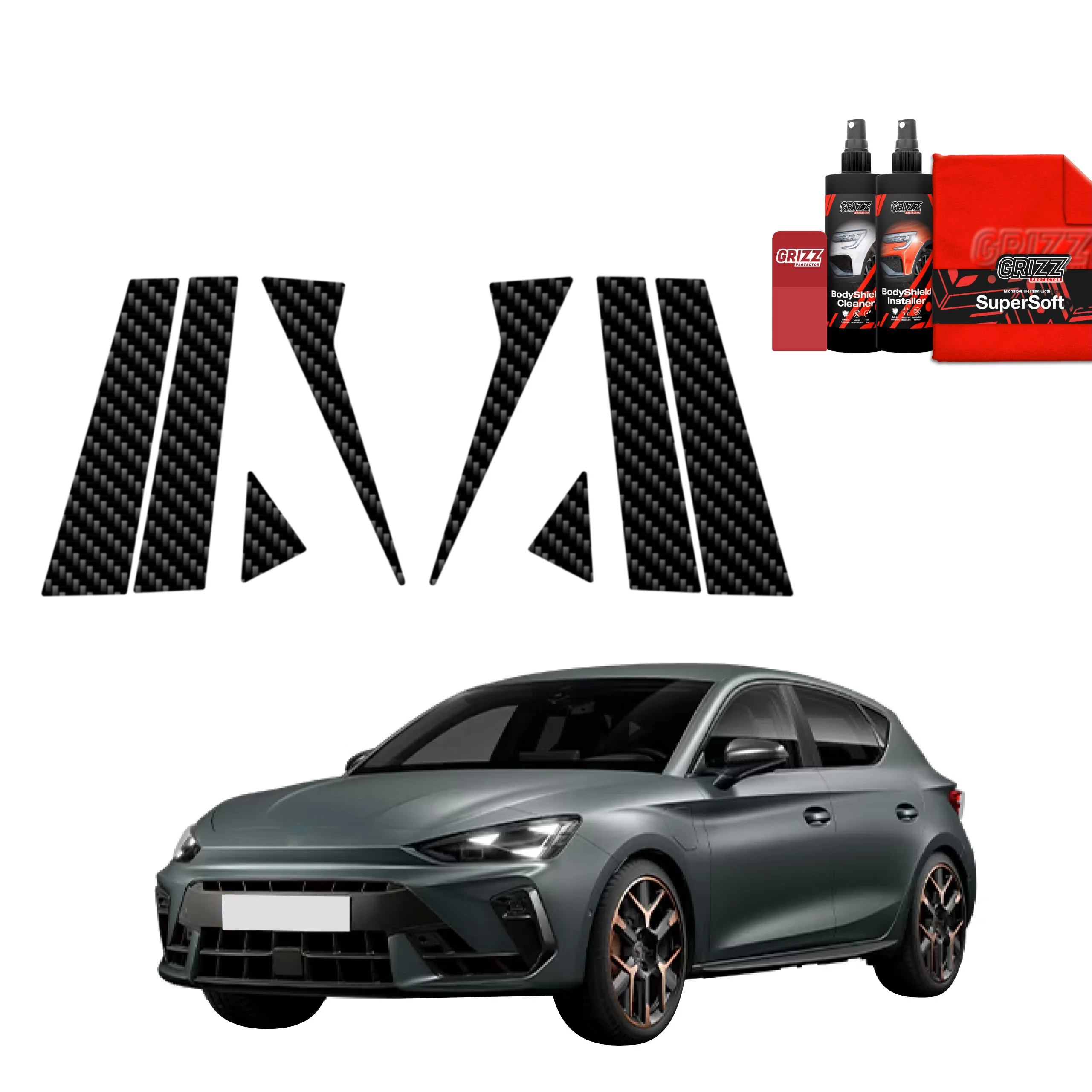8in1 Kohlenstoff Schutzfolie für B-C-Säule - Cupra Leon Sportstourer (2024-2026)