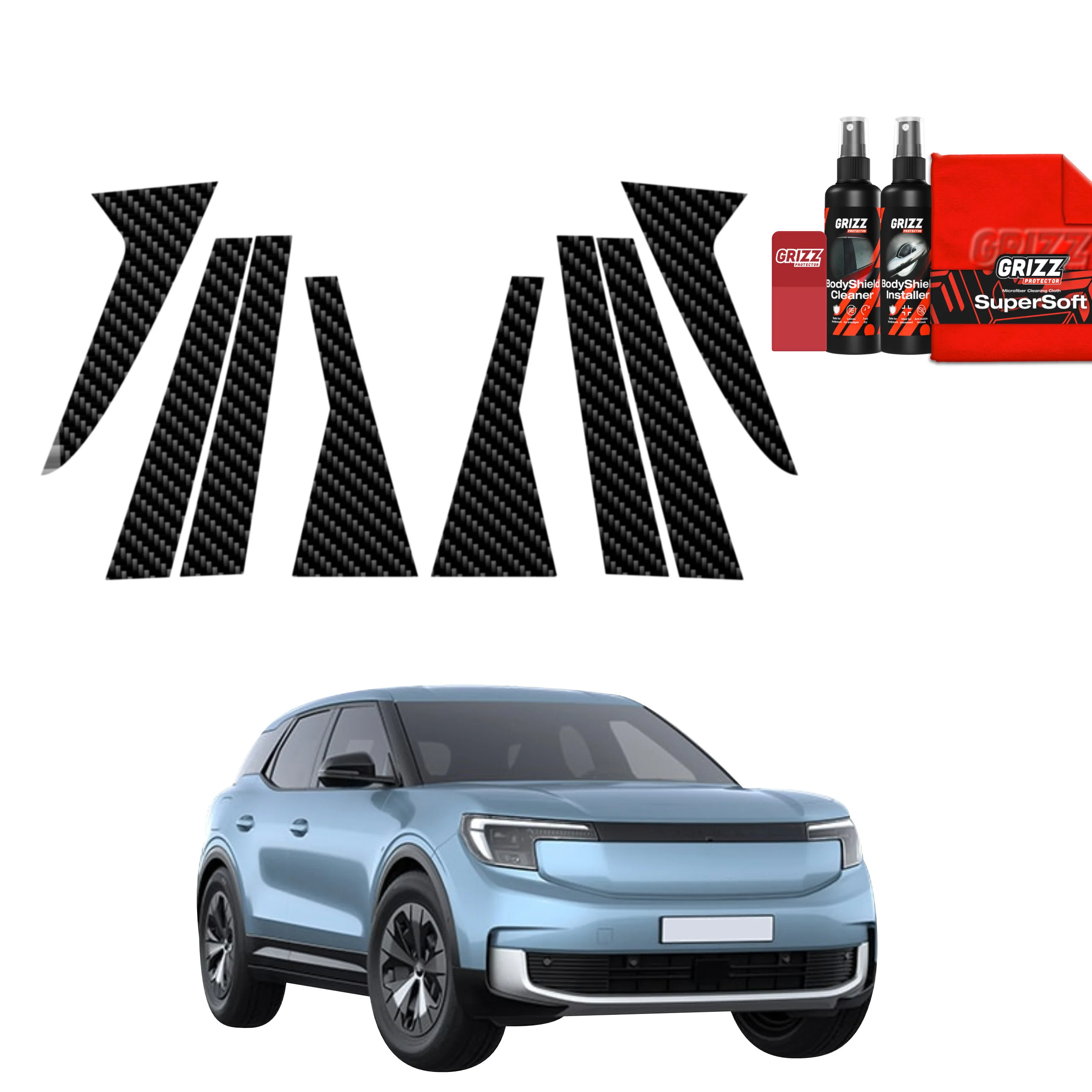 8in1 Kohlenstoff Schutzfolie für B-C-Säule - Ford Explorer EV (2024-2026)