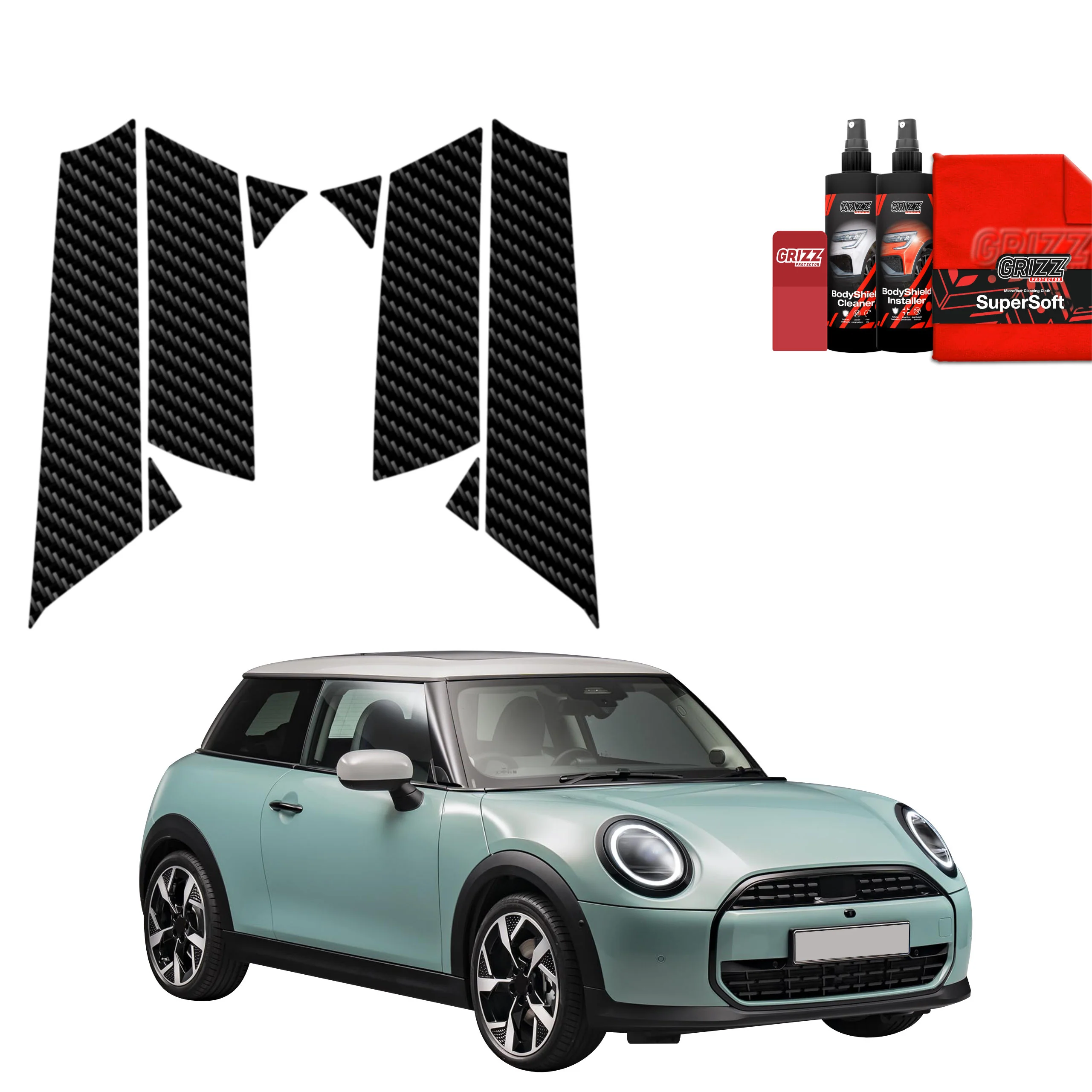 8in1 Kohlenstoff Schutzfolie für B-C-Säule - Mini Cooper S (2023- 2025)