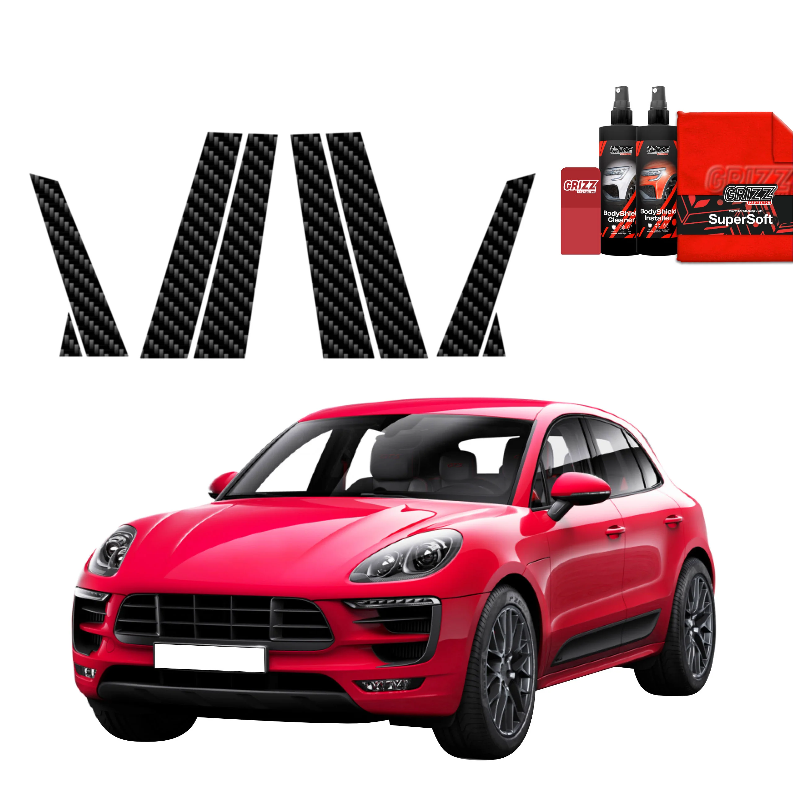 8in1 Kohlenstoff Schutzfolie fĂŒr B-C-SĂ€ule - Porsche Macan GTS (2021-2024)
