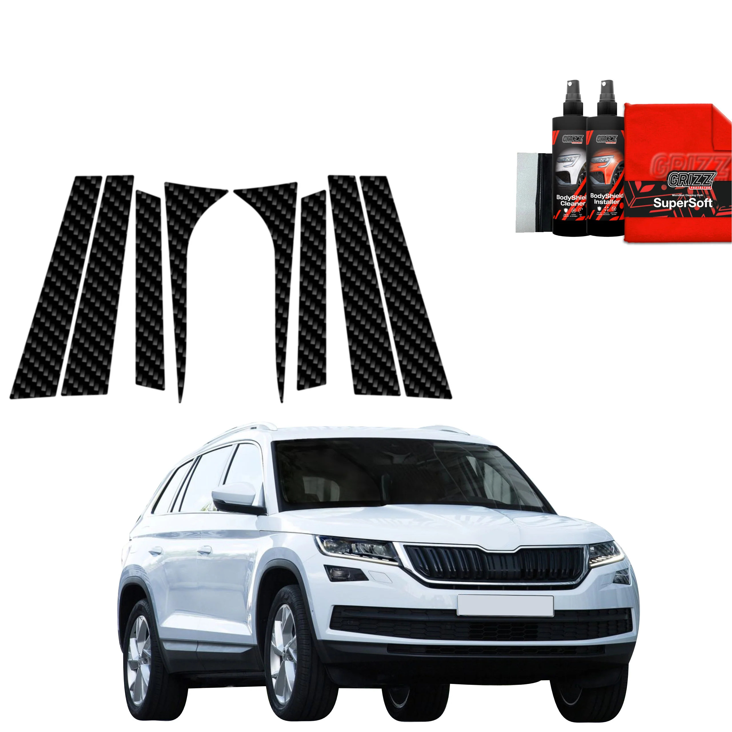 8in1 Kohlenstoff Schutzfolie für B-C-Säule - Skoda Kodiaq (2016- 2023)