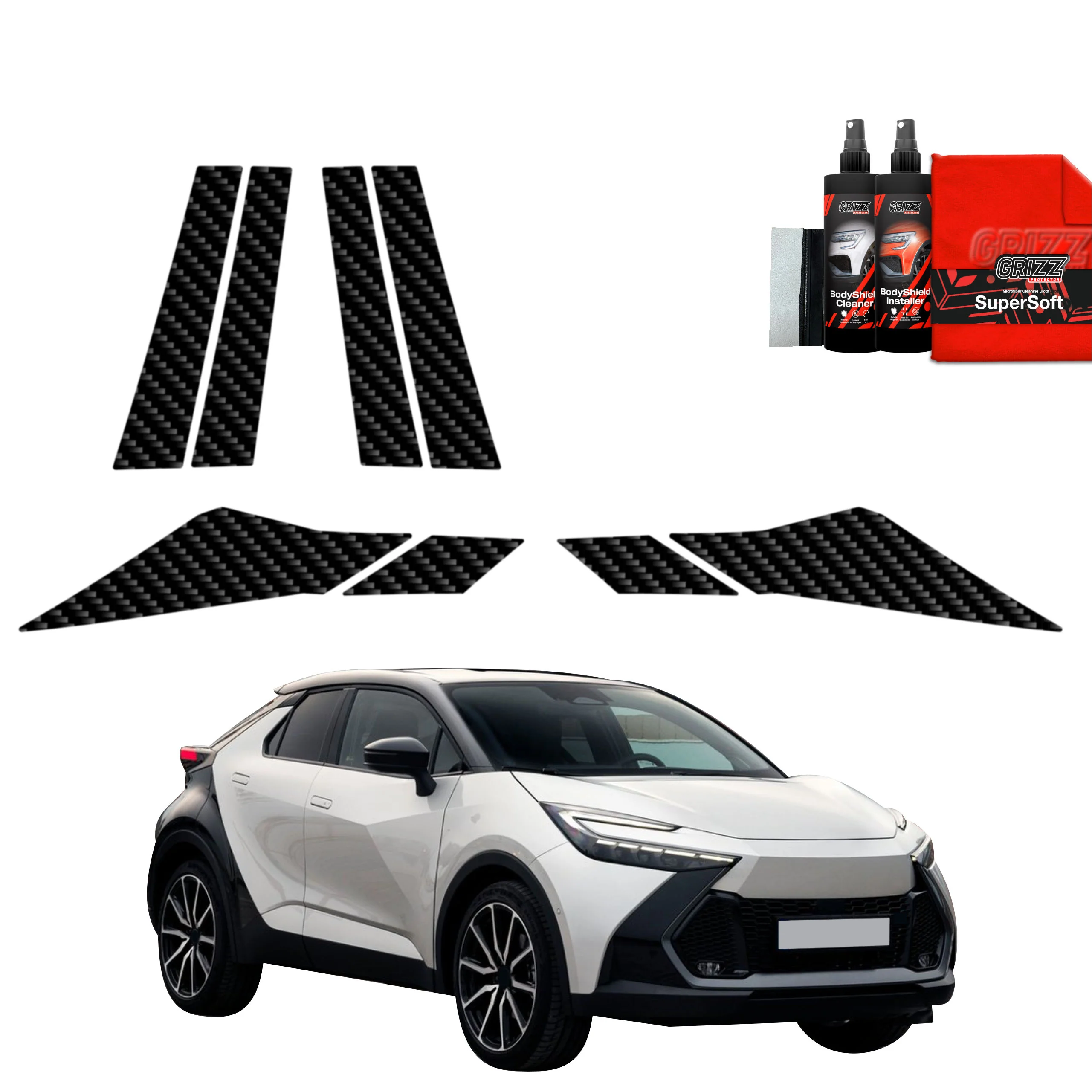 8in1 Kohlenstoff Schutzfolie für B-C-Säule - Toyota C-HR (2023-2026)