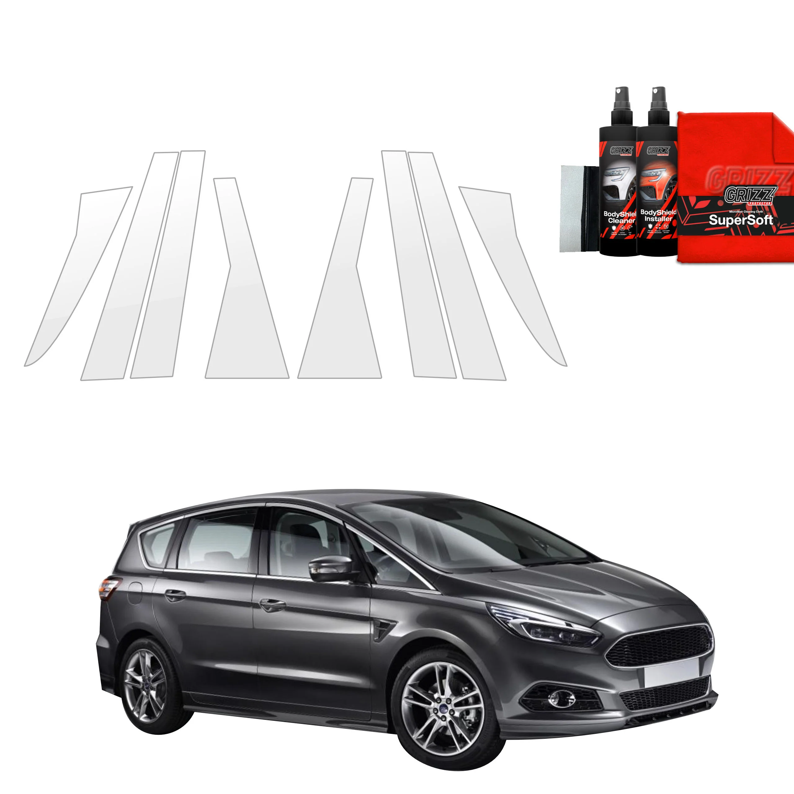 8in1 Schutzfolie für A-B-C-Säule - Ford S-Max MK2 (2015-2019)
