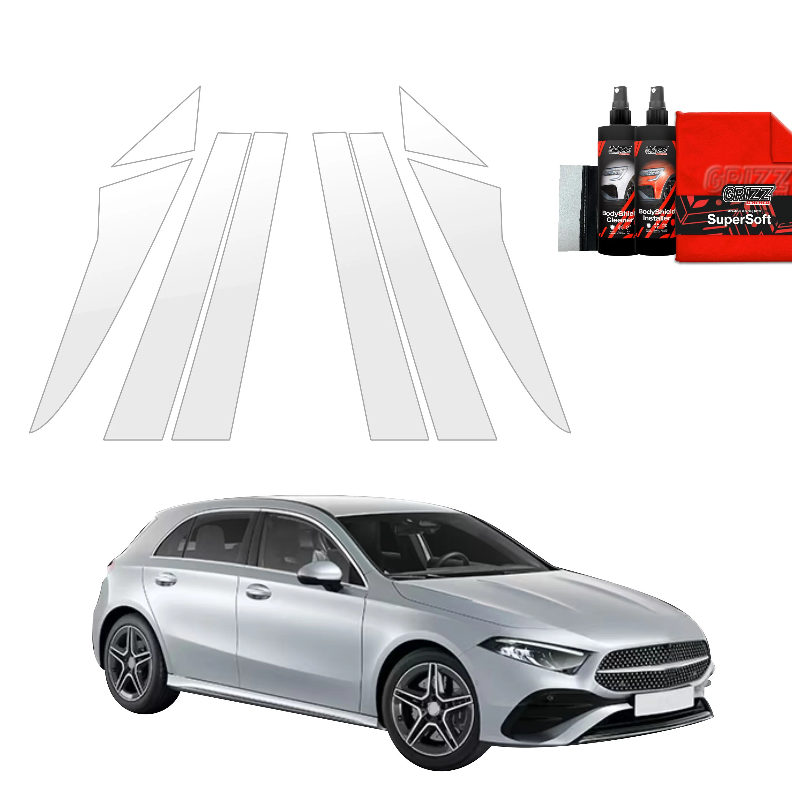 8in1 Schutzfolie für A-B-C-Säule - Mercedes A Klasse W177 (2018-2026)