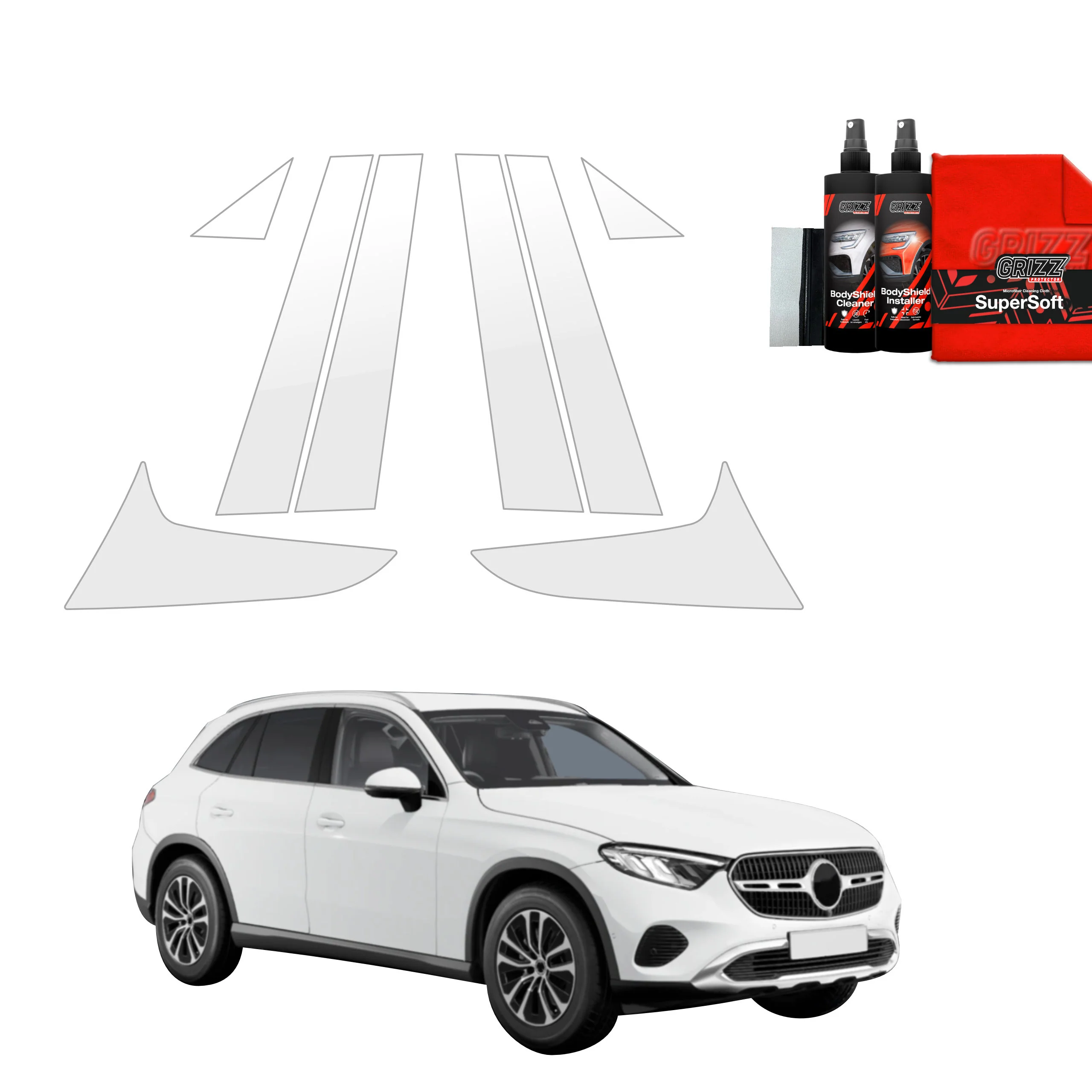 8in1 Schutzfolie für A-B-C-Säule - Mercedes GLC Wagon (2025-2026)