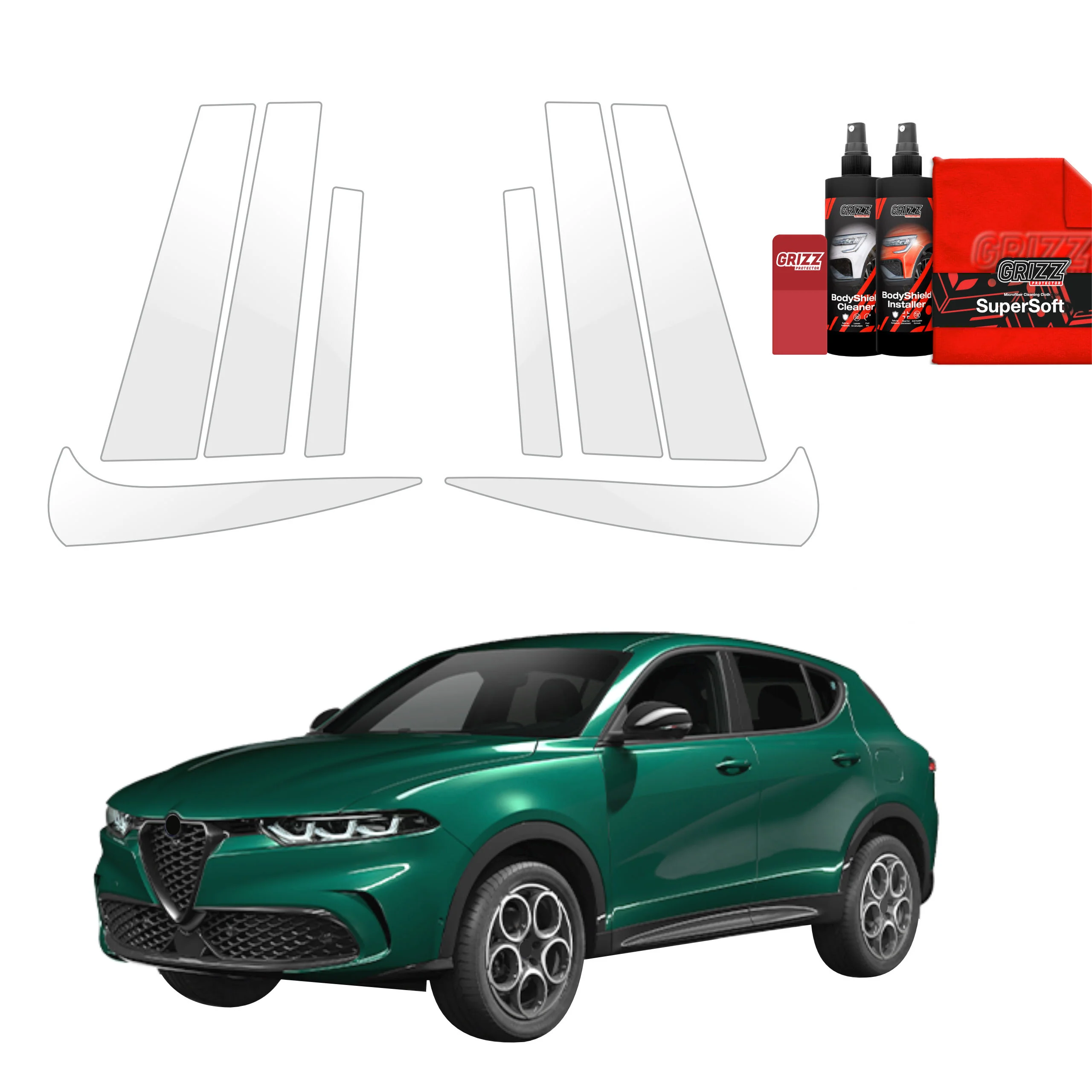 8in1 Schutzfolie fĂŒr B-C-SĂ€ule - Alfa Romeo Tonale (2022-2026)