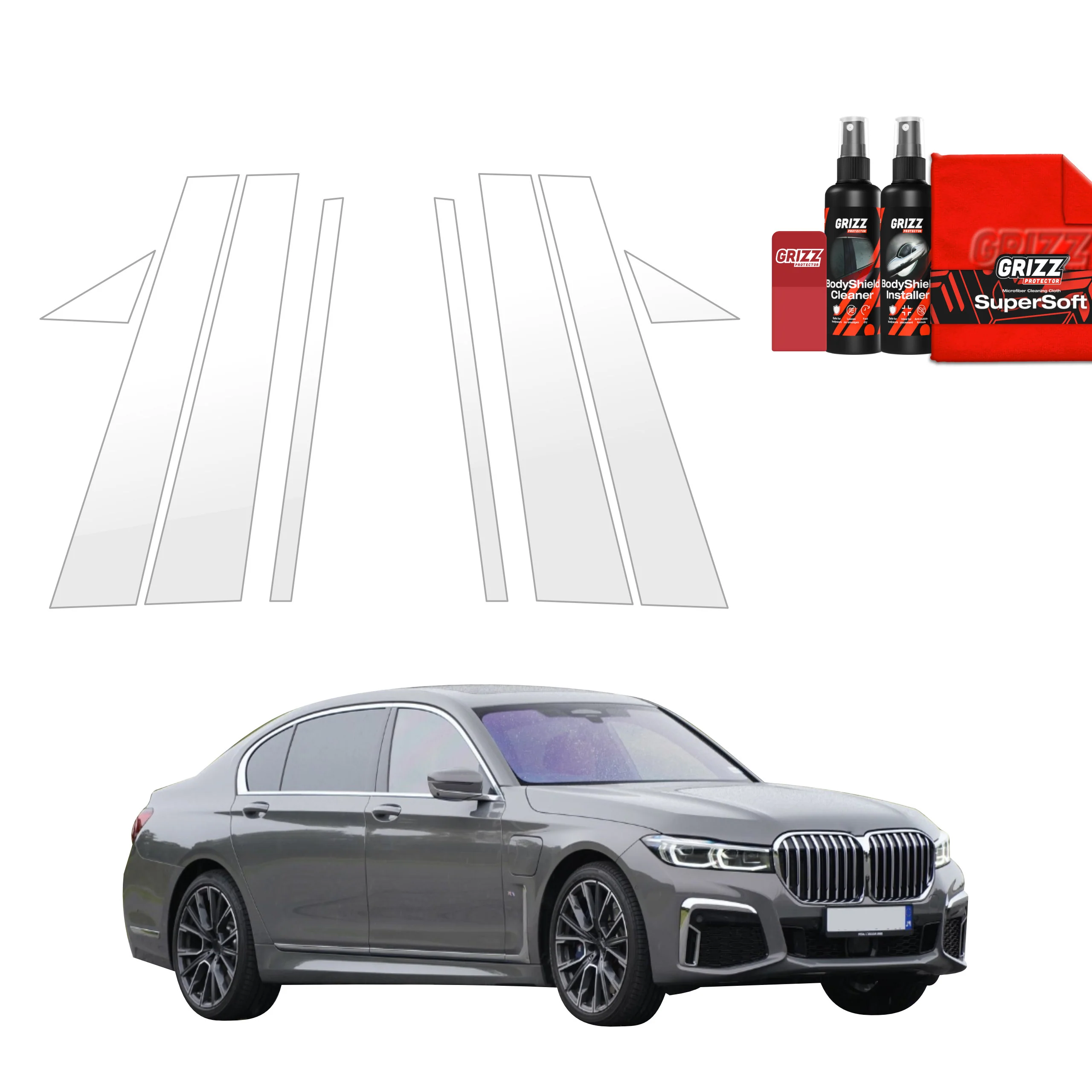 8in1 Schutzfolie für B-C-Säule - BMW 7 G12 (2015-2022)