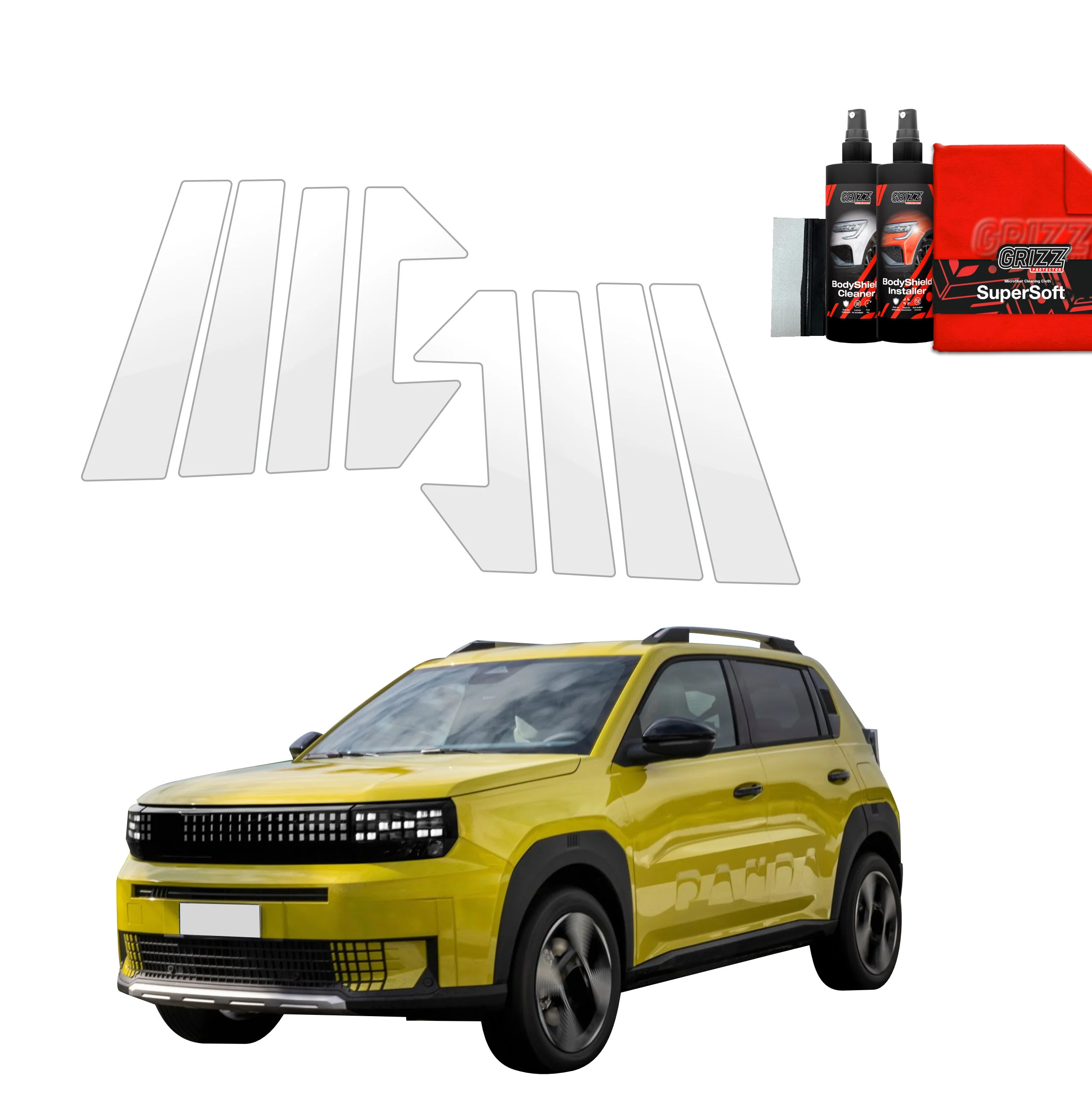 8in1 Schutzfolie für B-C-Säule - Fiat Grande Panda (2025-2026)