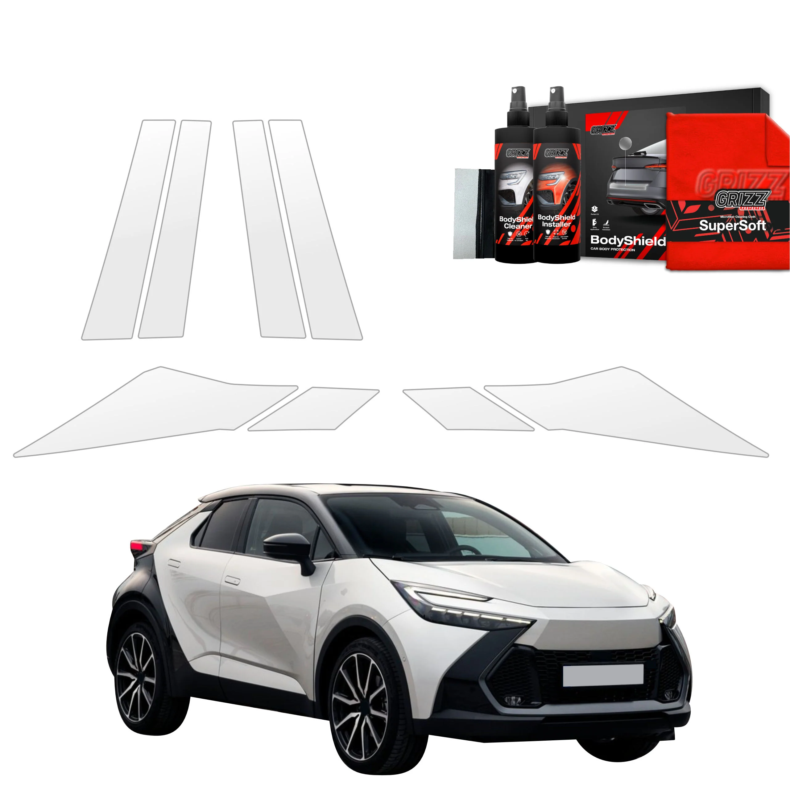 8in1 Schutzfolie fĂŒr B-C-SĂ€ule - Toyota C-HR (2023-2026)