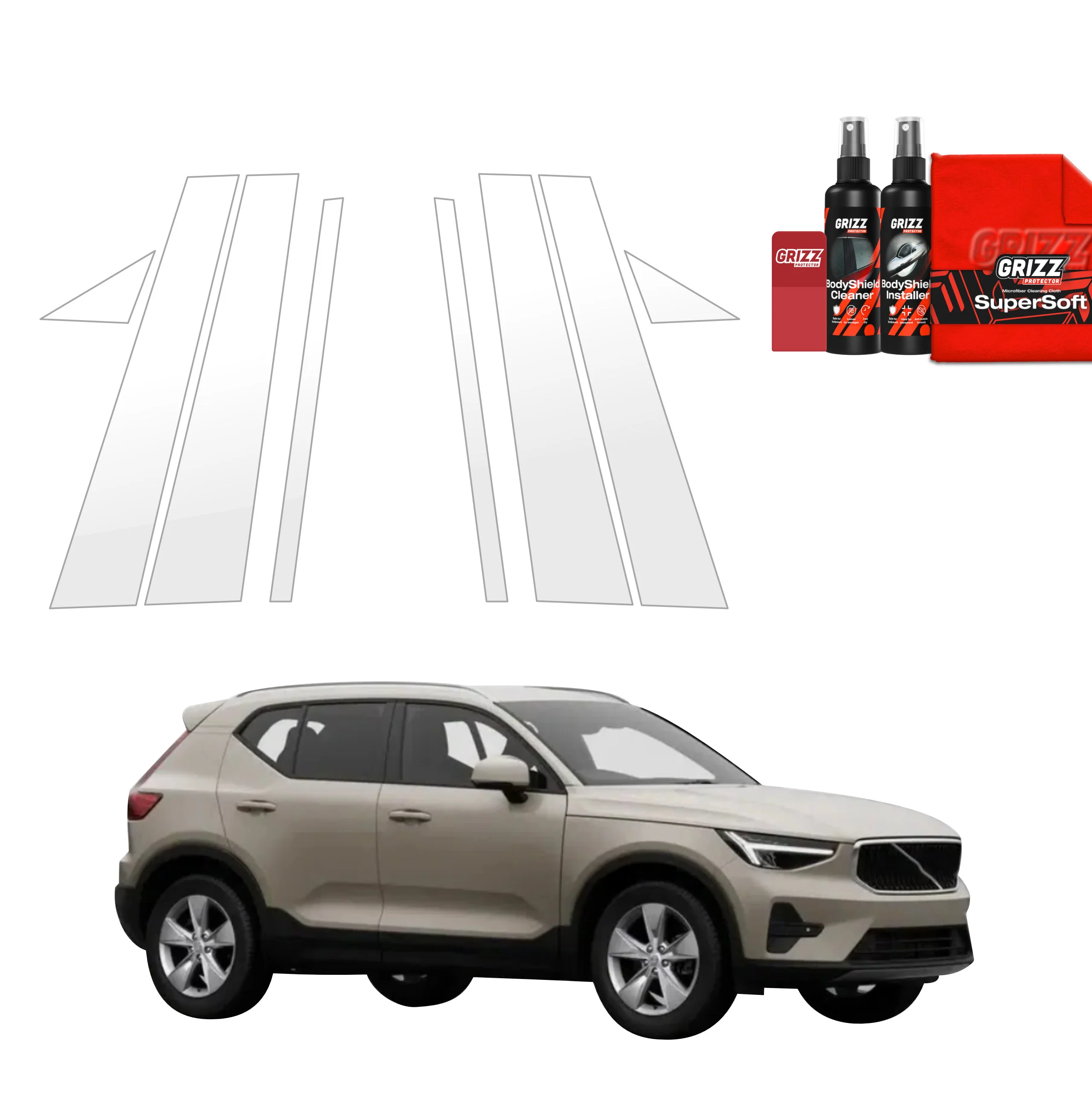 8in1 Schutzfolie für B-C-Säule - Volvo XC40 (2022-2026)