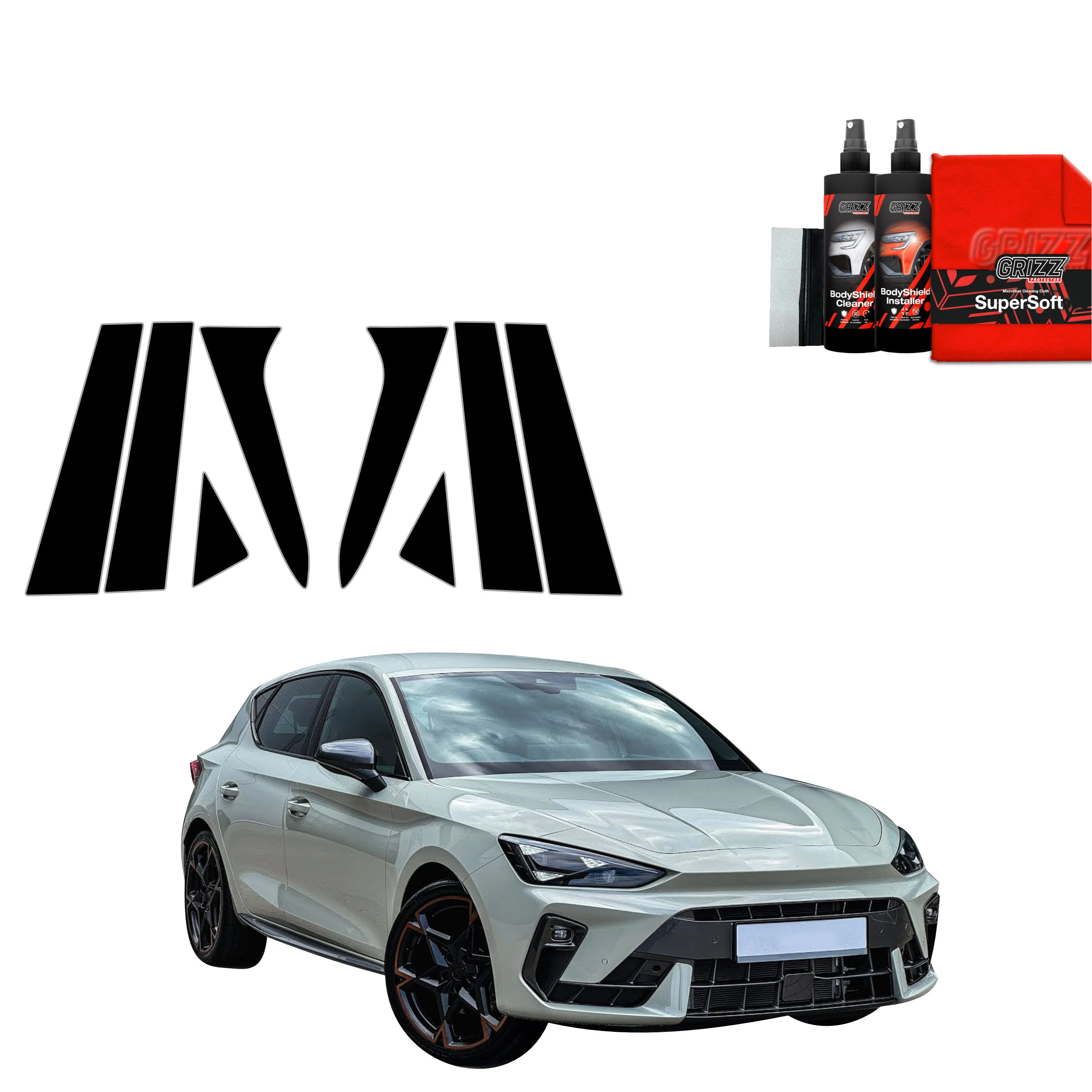 8in1 Schwarze schutzfolie für B-C-Säule - Cupra Leon Hatchback (2024-2026)