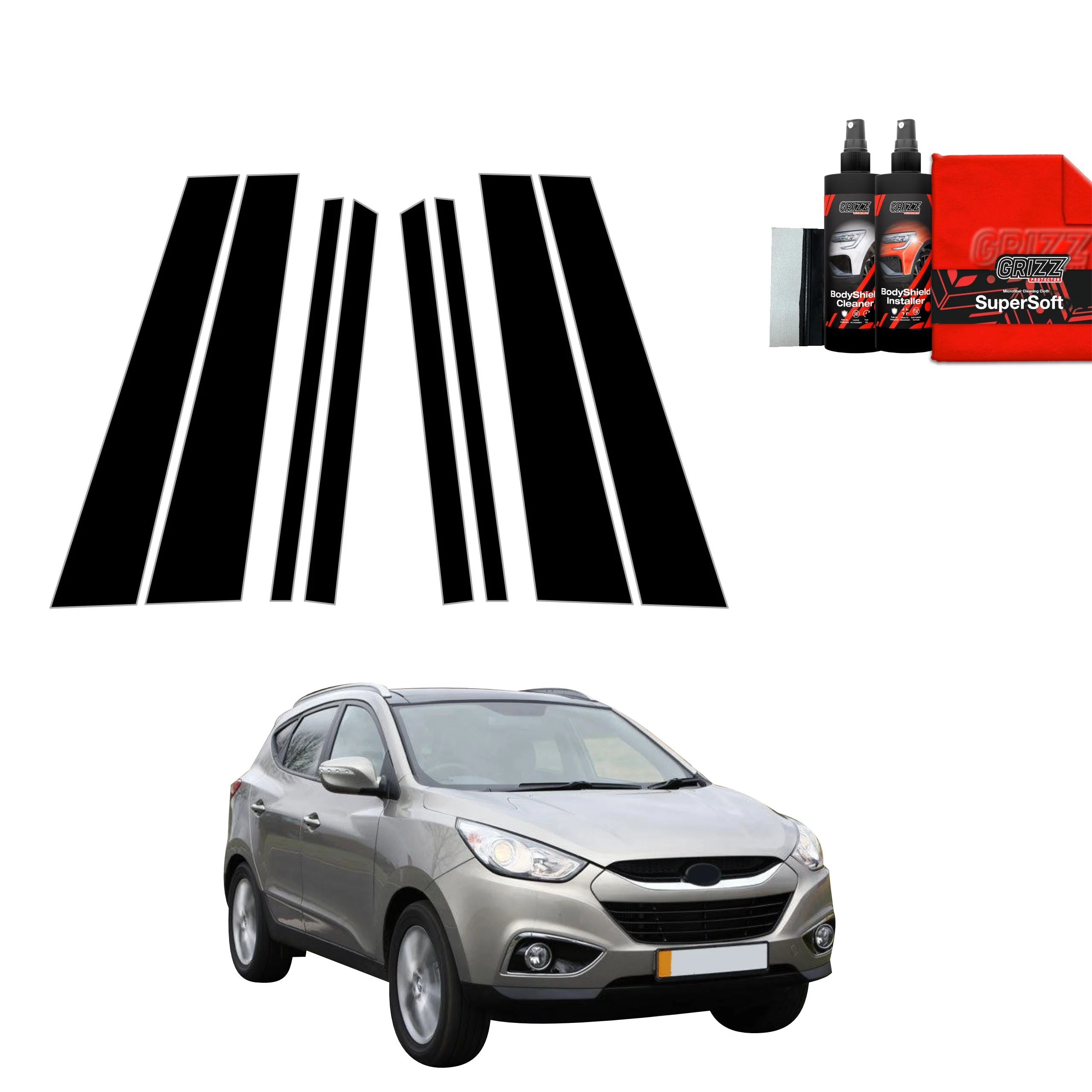8in1 Schwarze Schutzfolie für B-C-Säule - Hyundai ix35 (2009-2013)
