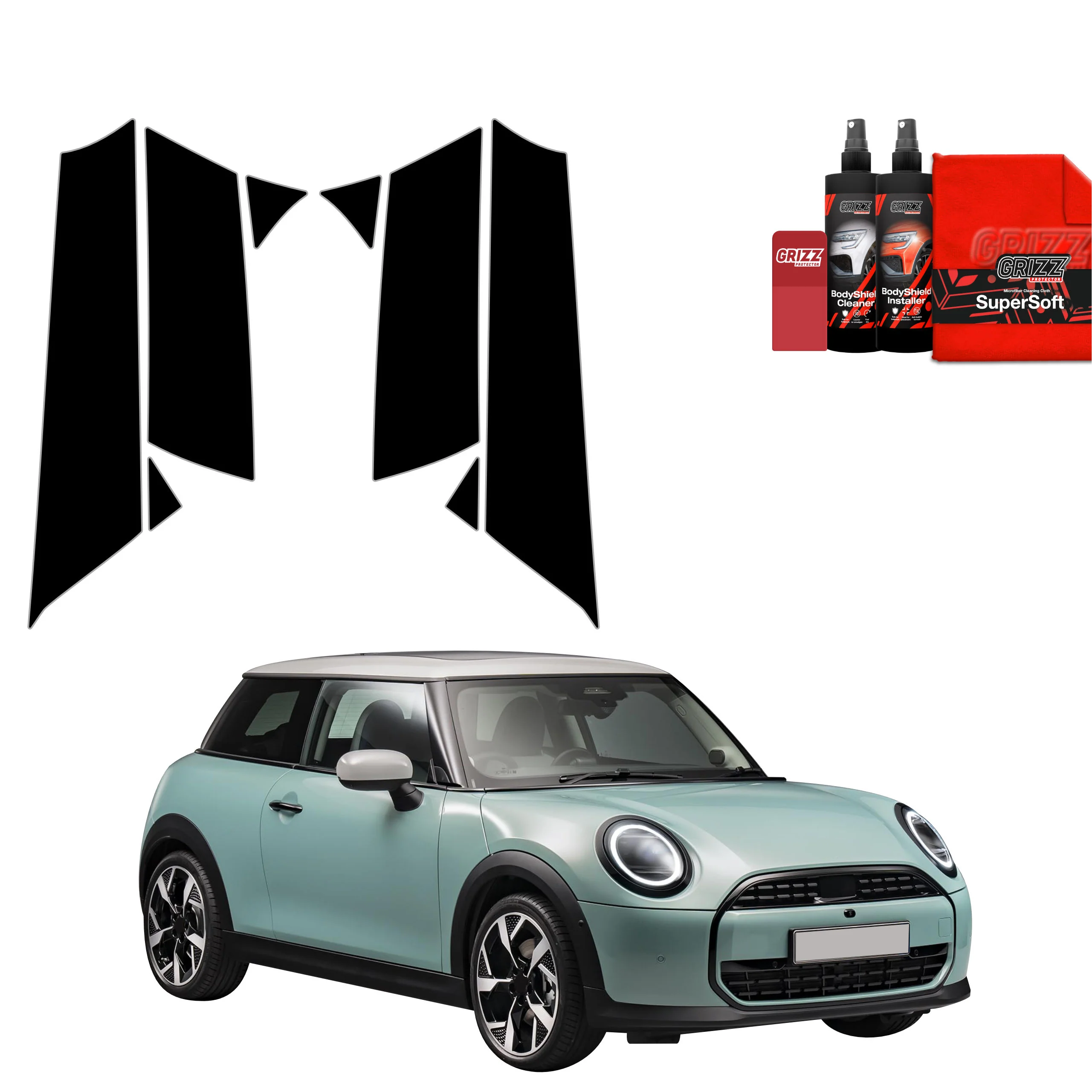 8in1 Schwarze schutzfolie fĂŒr B-C-SĂ€ule - Mini Cooper S (2023- 2025)