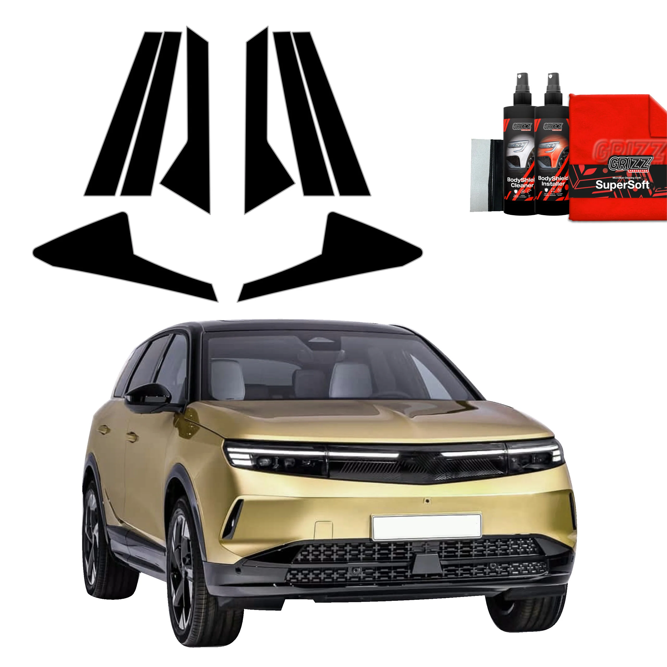 8in1 Schwarze schutzfolie für B-C-Säule - Opel Grandland (2025-2026)