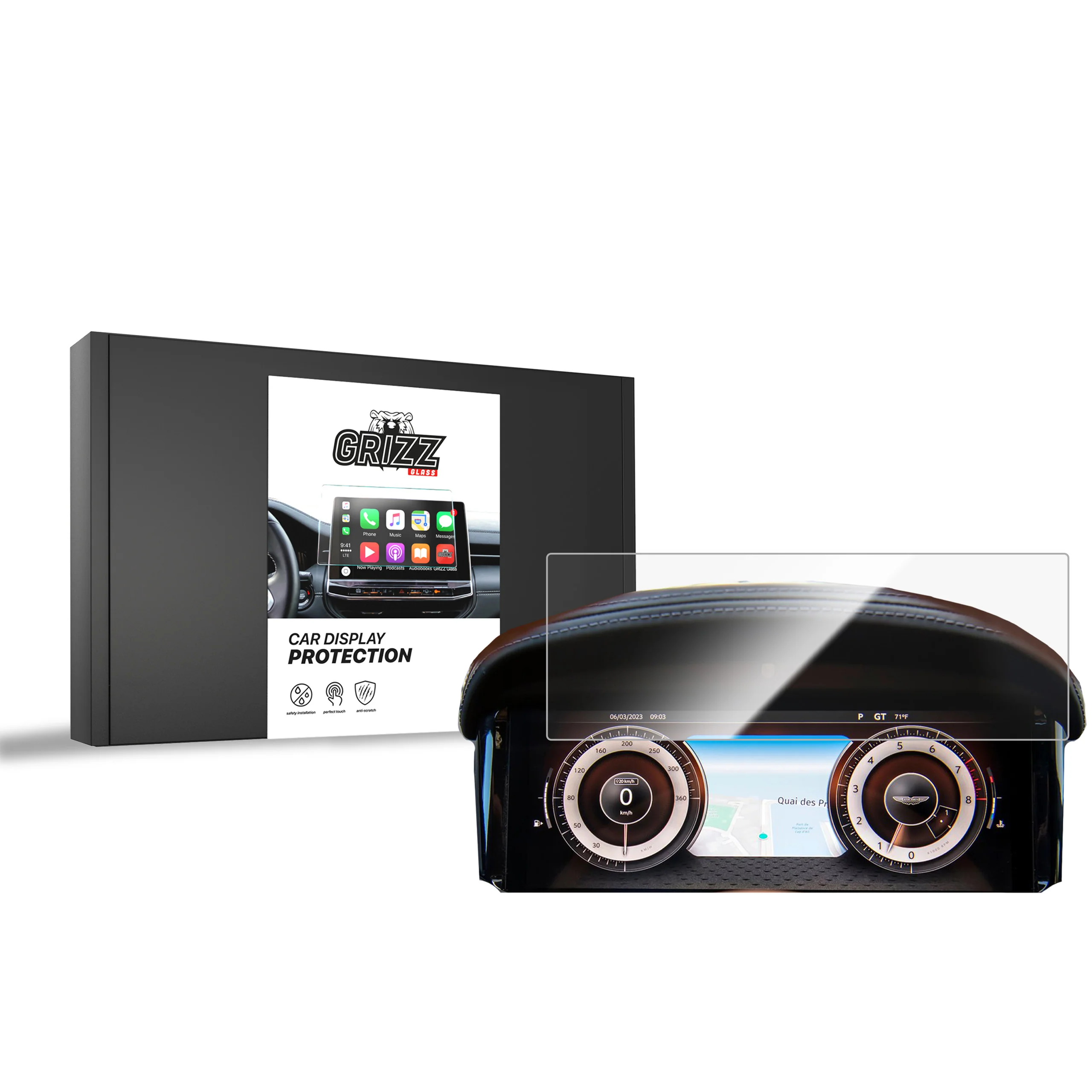 Displayschutzfolie für Aston Martin DB12 Virtual Cockpit (2024-2026) Navi Folie, Kratzfest, Klar