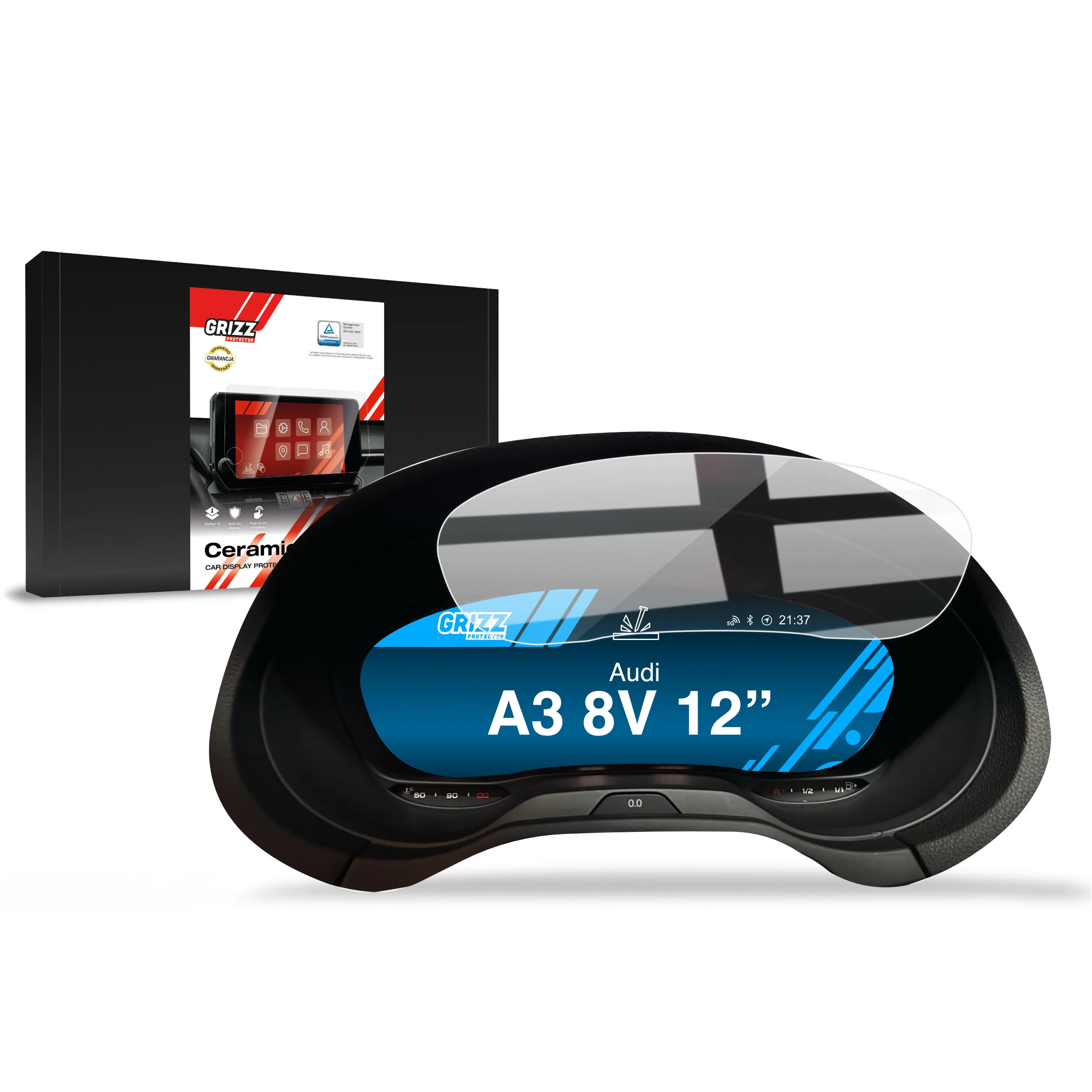 Displayschutzfolie für Audi A3 8V Virtual Cockpit Retrofit 12" (2012-2019) Navi Folie, Kratzfest, Klar