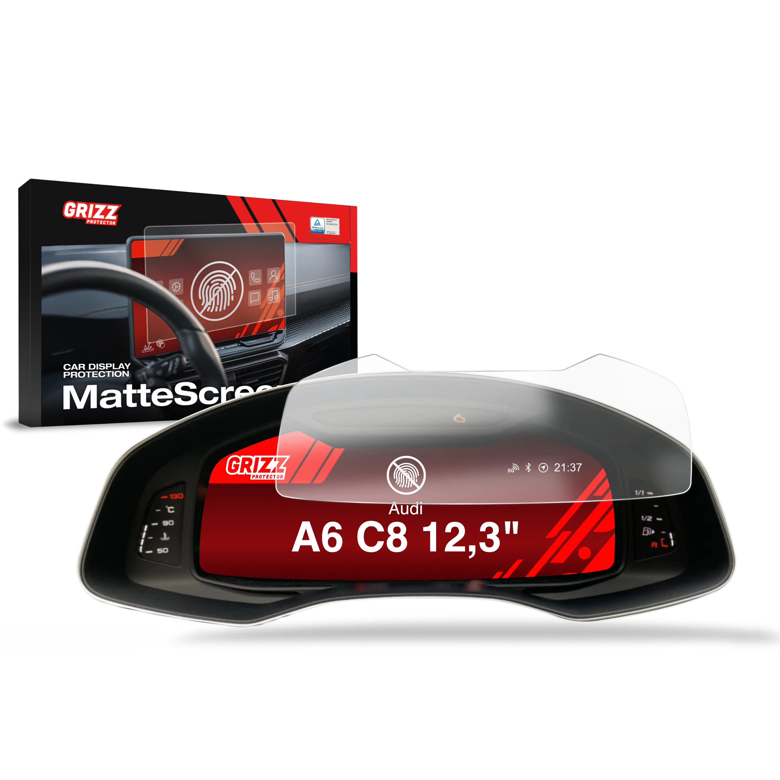 Displayschutzfolie für Audi A6 C8 Virtual Cockpit 12,3" (2018-2024) Anti-Fingerprint, Matt