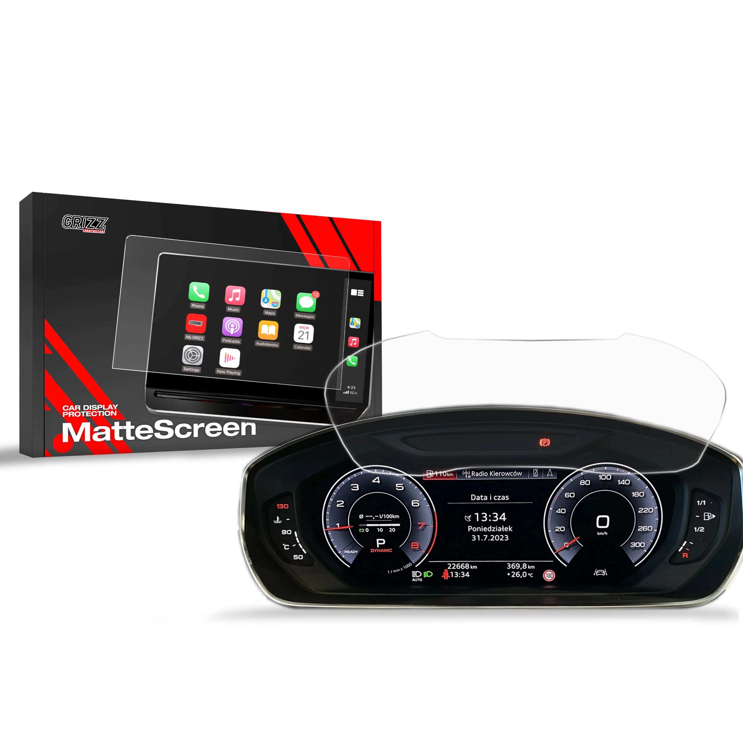 Displayschutzfolie für Audi Q3 Virtual Cockpit 10,25" (2020-2025) Anti-Fingerprint, Matt