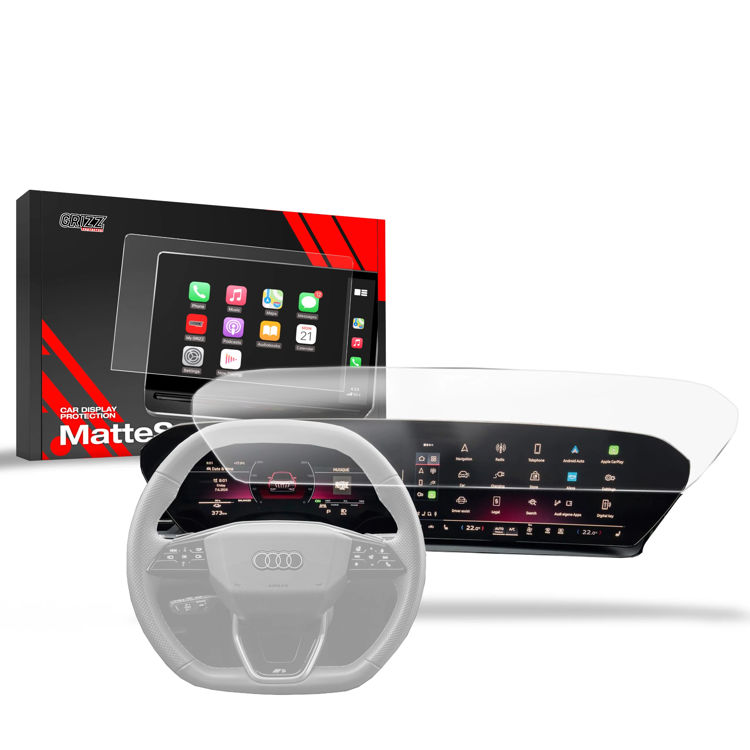 Displayschutzfolie für Audi Q6 e-tron (2024-2026) Anti-Fingerprint, Matt