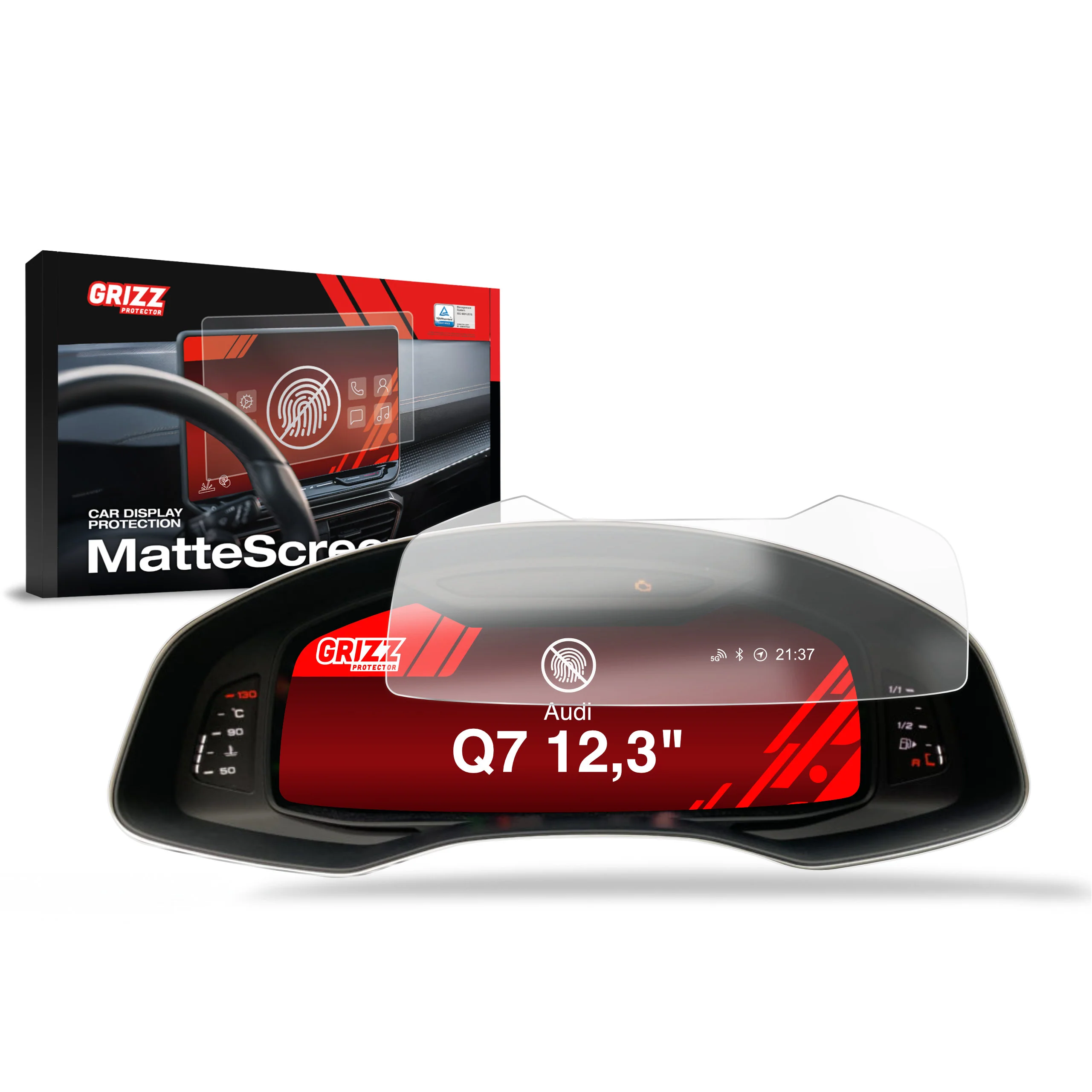 Displayschutzfolie für Audi Q7 Virtual Cockpit 12,3" (2019-2026) Anti-Fingerprint, Matt