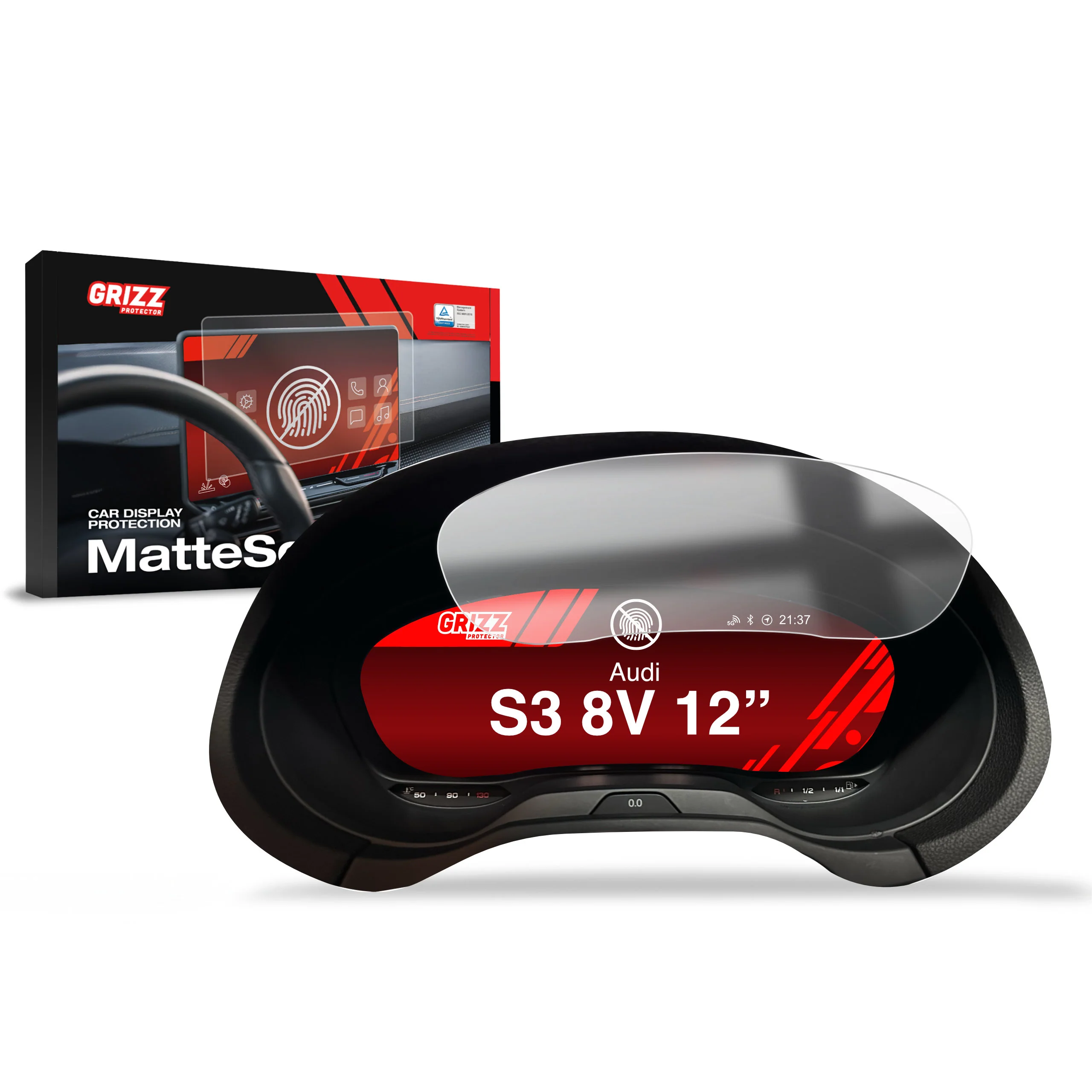 Displayschutzfolie für Audi S3 8V Virtual Cockpit Retrofit 12" (2012-2019) Anti-Fingerprint, Matt
