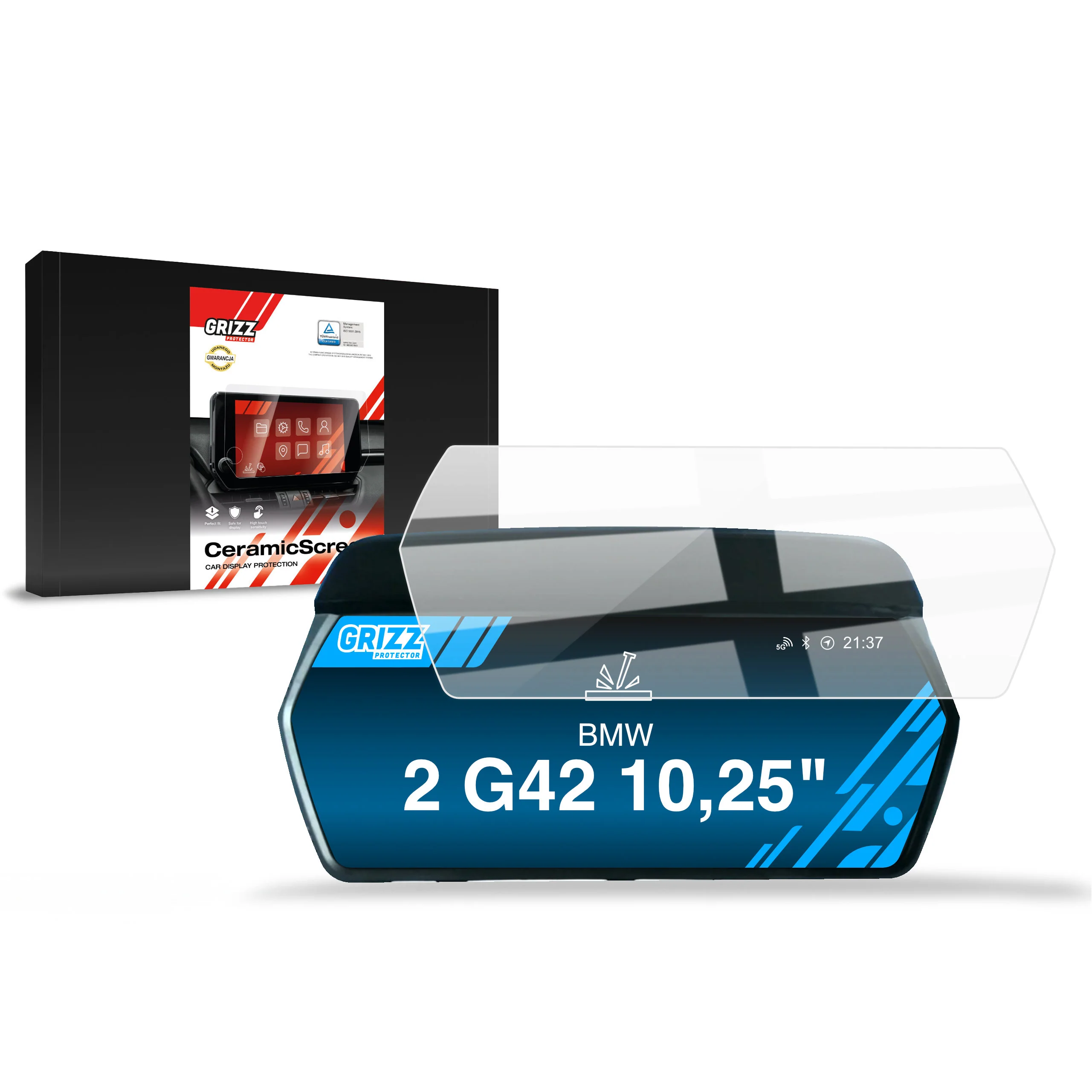 Displayschutzfolie für BMW 2 G42 Live Cockpit 10,25" (2021-2024) Navi Folie, Kratzfest, Klar