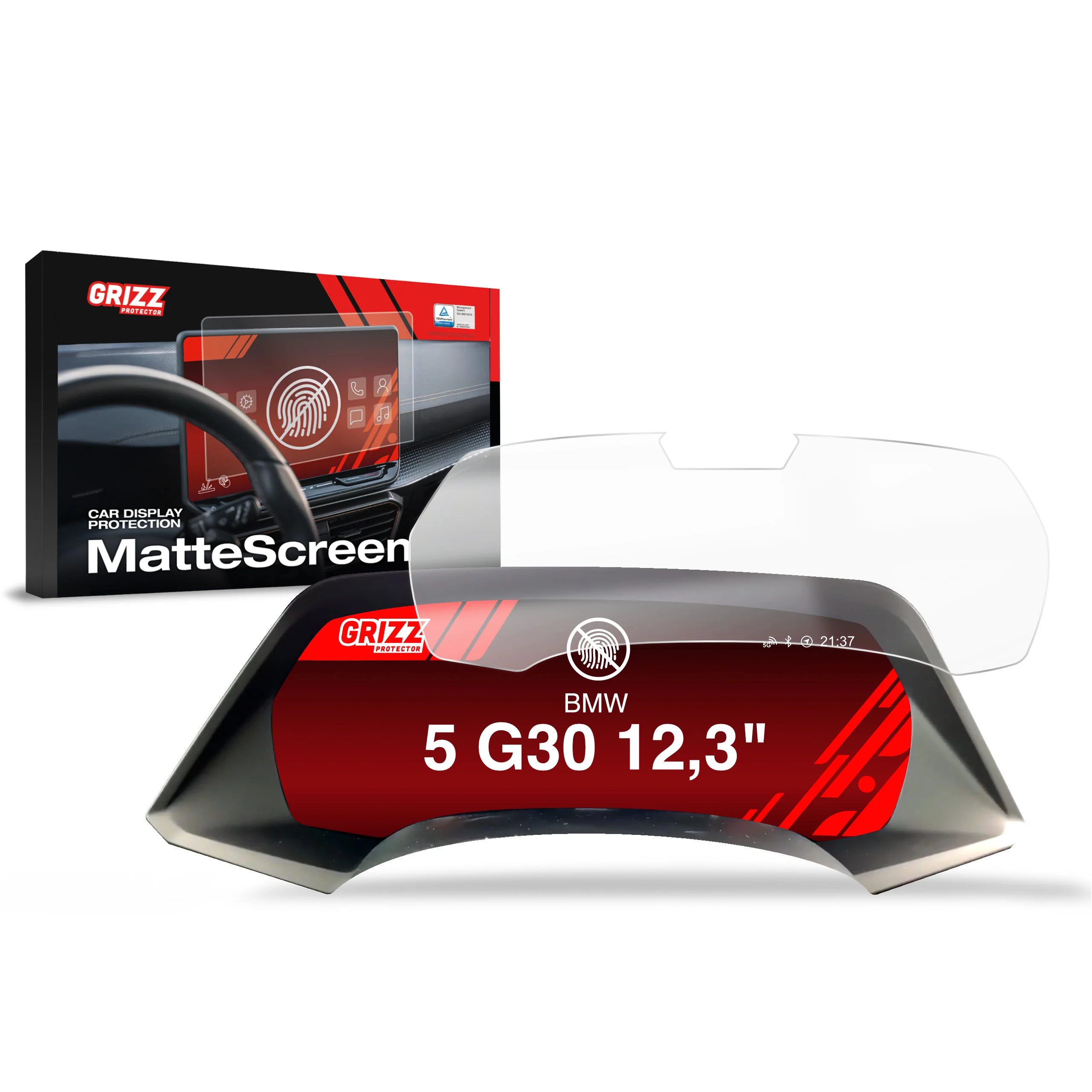 Displayschutzfolie für BMW 5 G30 Live Cockpit Sensor 12,3" (2016-2023) Anti-Fingerprint, Matt