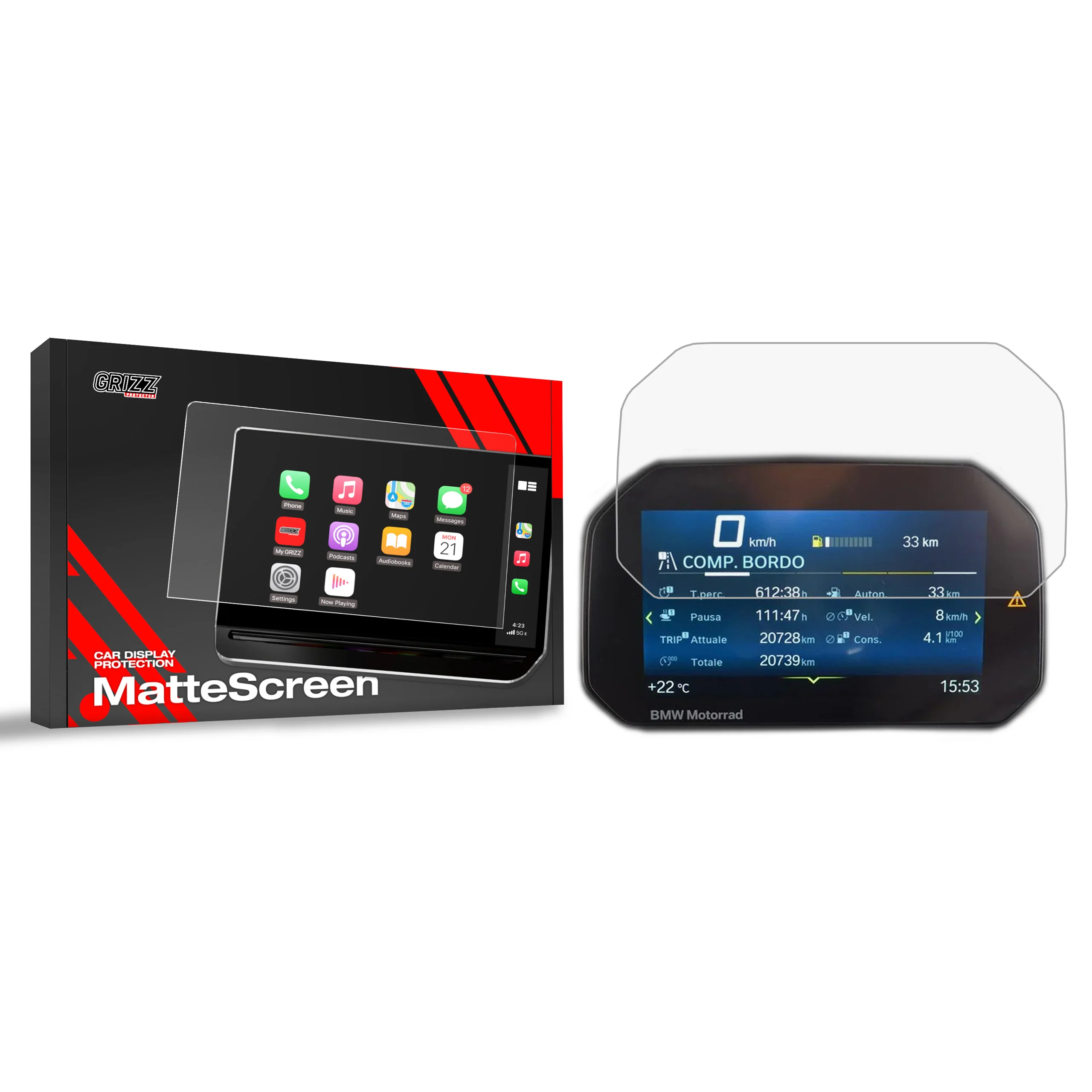 Displayschutzfolie für BMW R 1250 R 6,5" TFT (2019-2026) Anti-Fingerprint, Matt