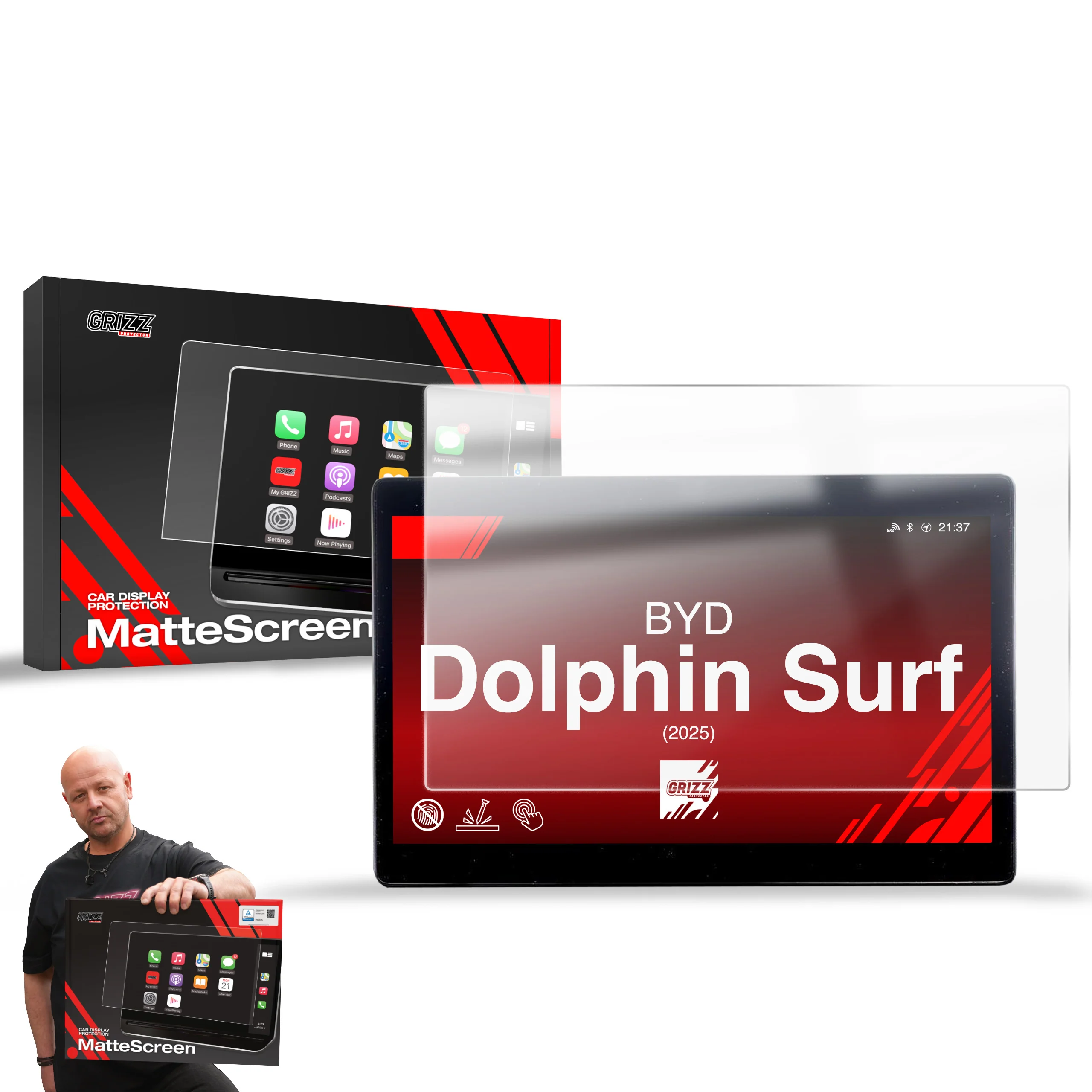 Displayschutzfolie für BYD Dolphin Surf (2025-2026) Anti-Fingerprint, Matt - Image 9