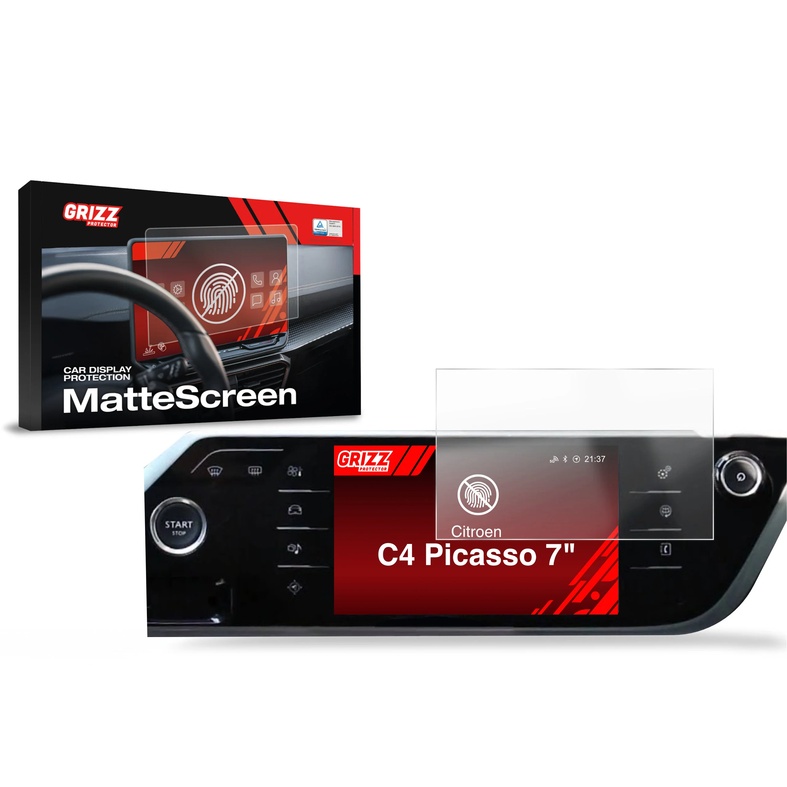 Displayschutzfolie für Citroen C4 Picasso (2014-2018) Anti-Fingerprint, Matt