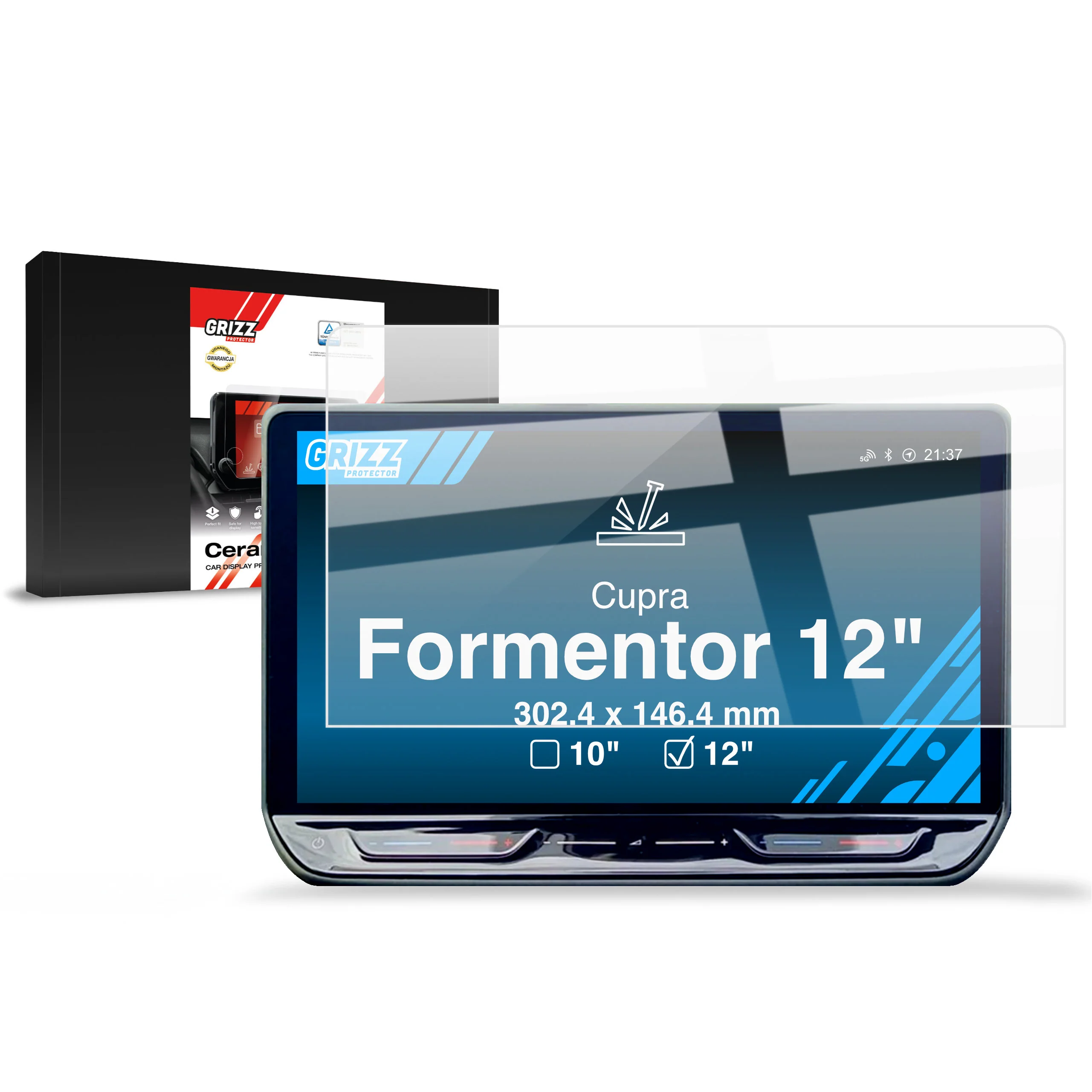 Displayschutzfolie für Cupra Formentor 12" (2020-2024) Navi Folie, Kratzfest, Klar