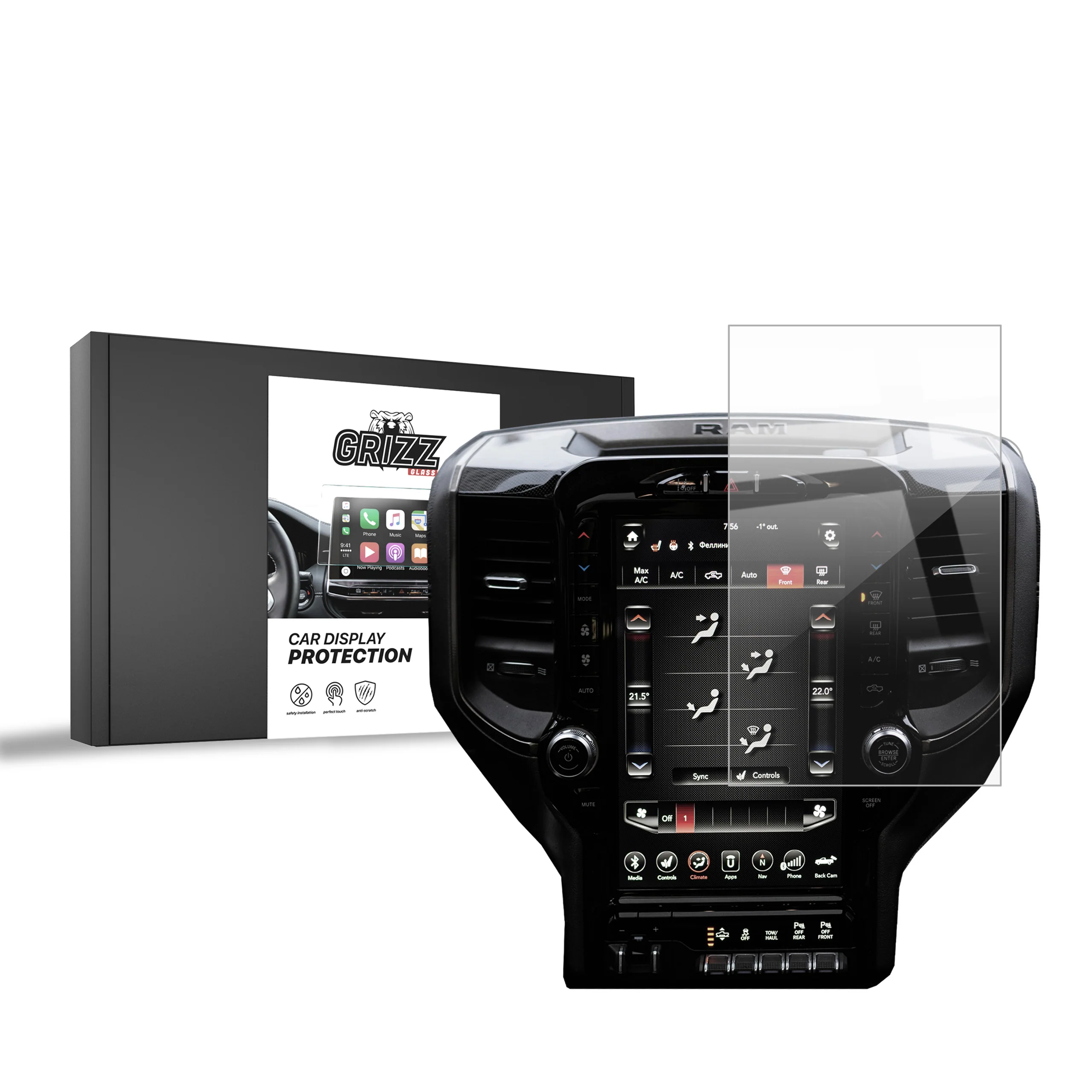Displayschutzfolie für Dodge Ram 2500 12,3" (2019-2026) Navi Folie, Kratzfest, Klar
