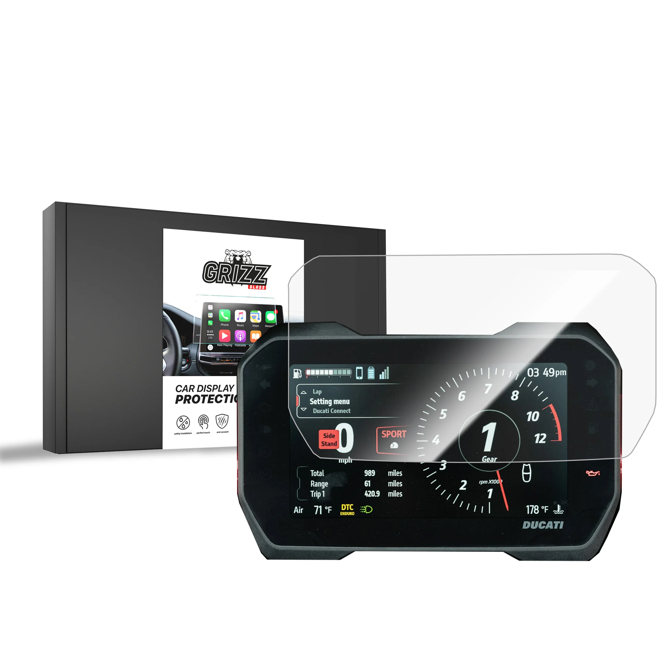 Displayschutzfolie für Ducati Multistrada V4 RS 7" (2024-2026) Navi Folie, Kratzfest, Klar