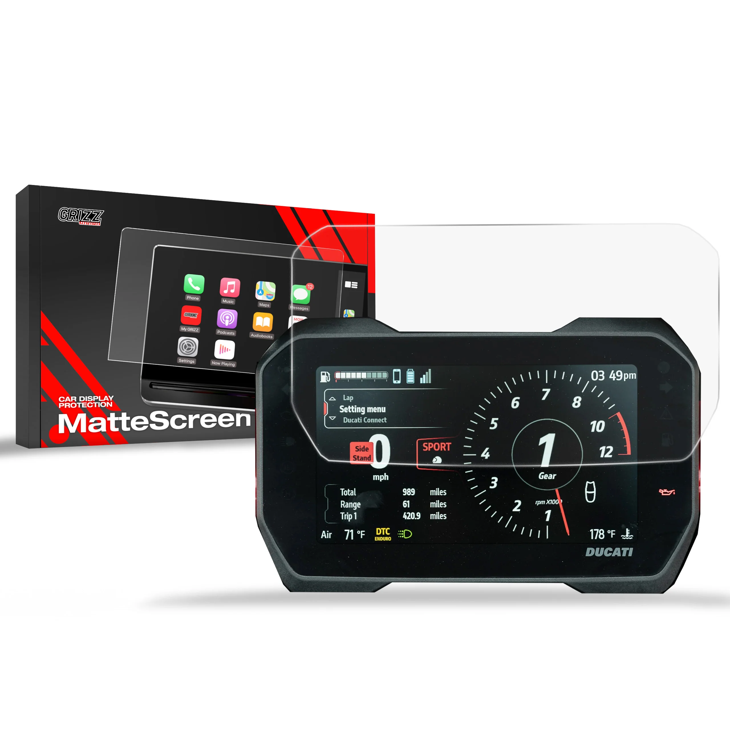 Displayschutzfolie für Ducati Multistrada V4 S 7" (2024-2026) Anti-Fingerprint, Matt