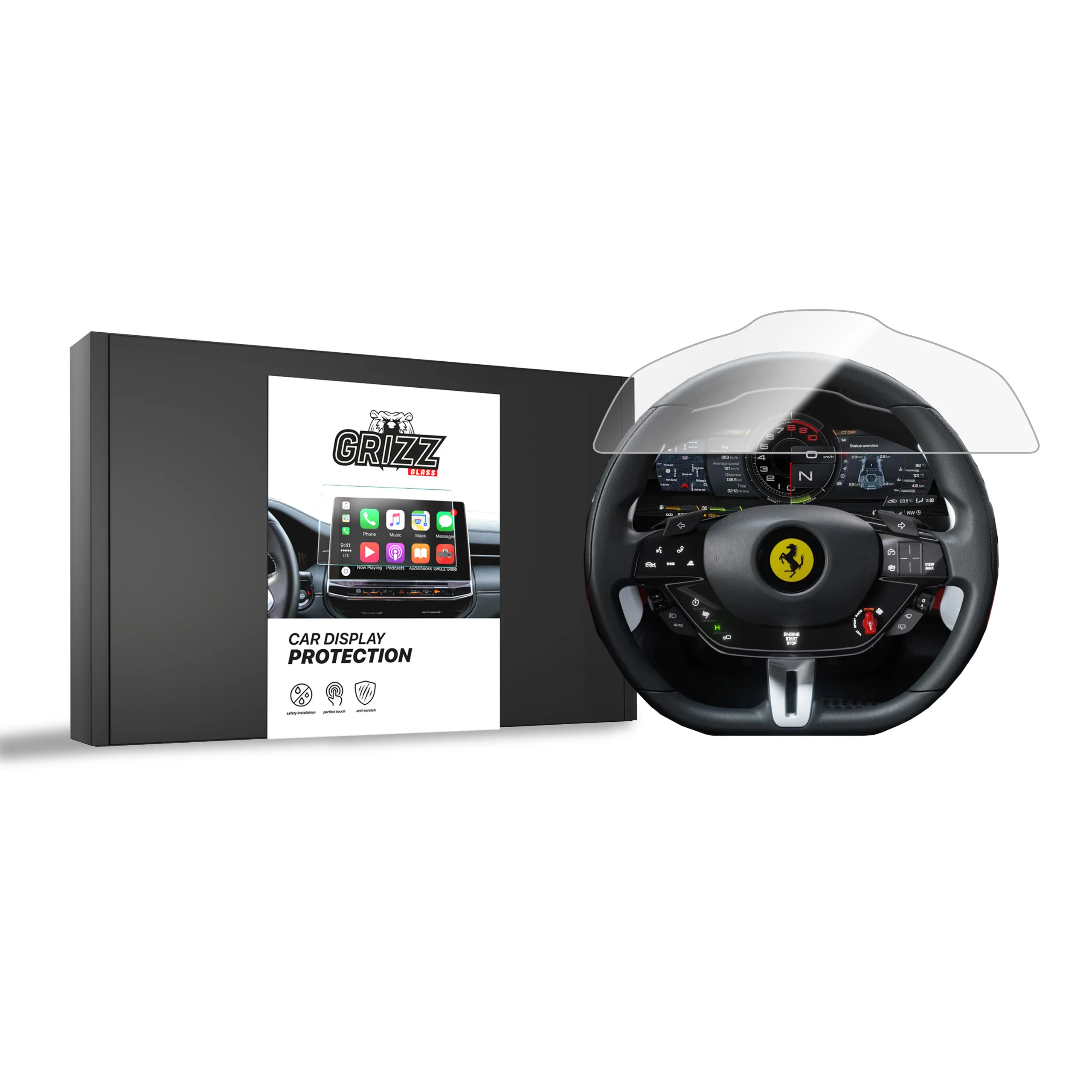 Displayschutzfolie für Ferrari SF90 Stradale (2020-2026) Navi Folie, Kratzfest, Klar