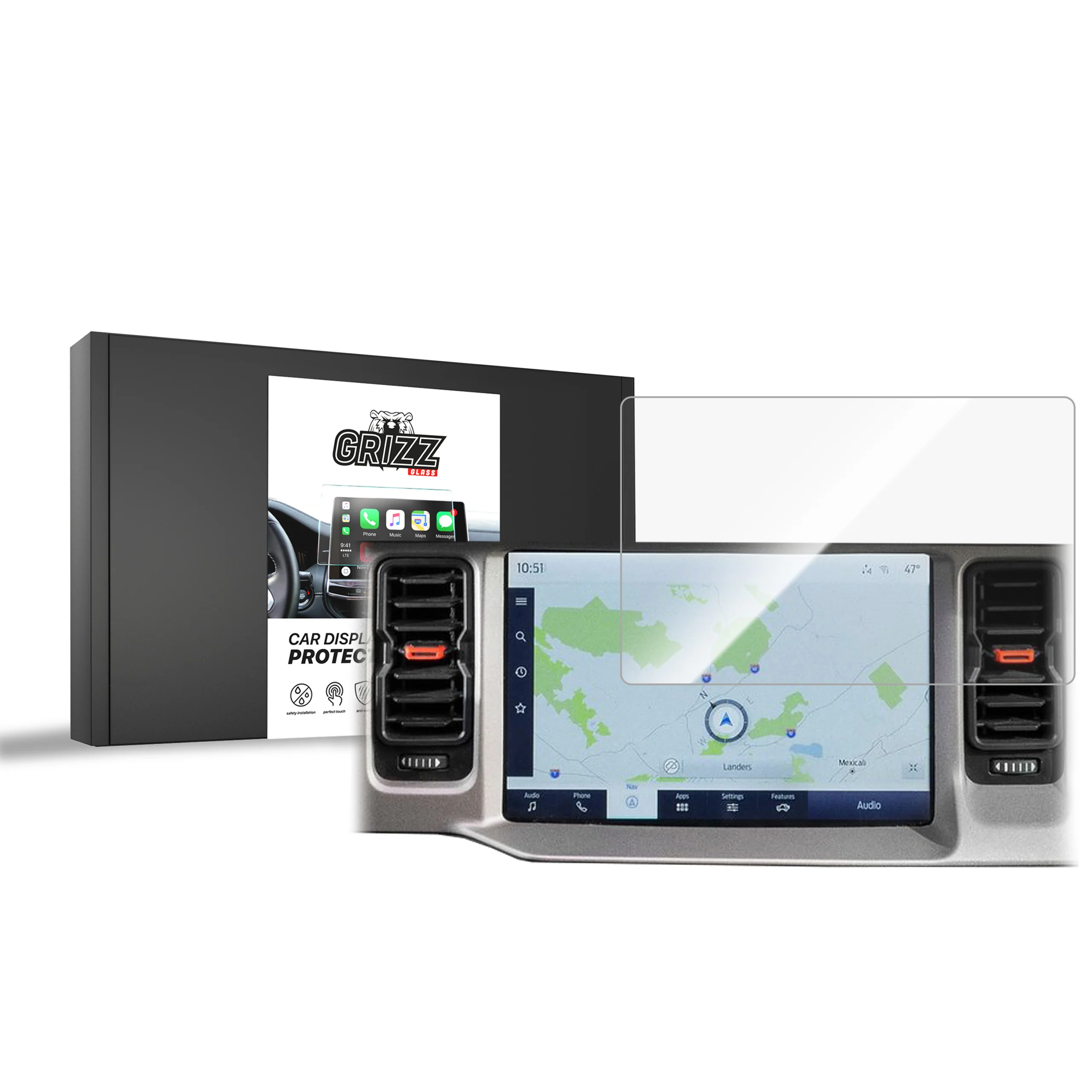 Displayschutzfolie für Ford Bronco 12" (2021-2026) Navi Folie, Kratzfest, Klar