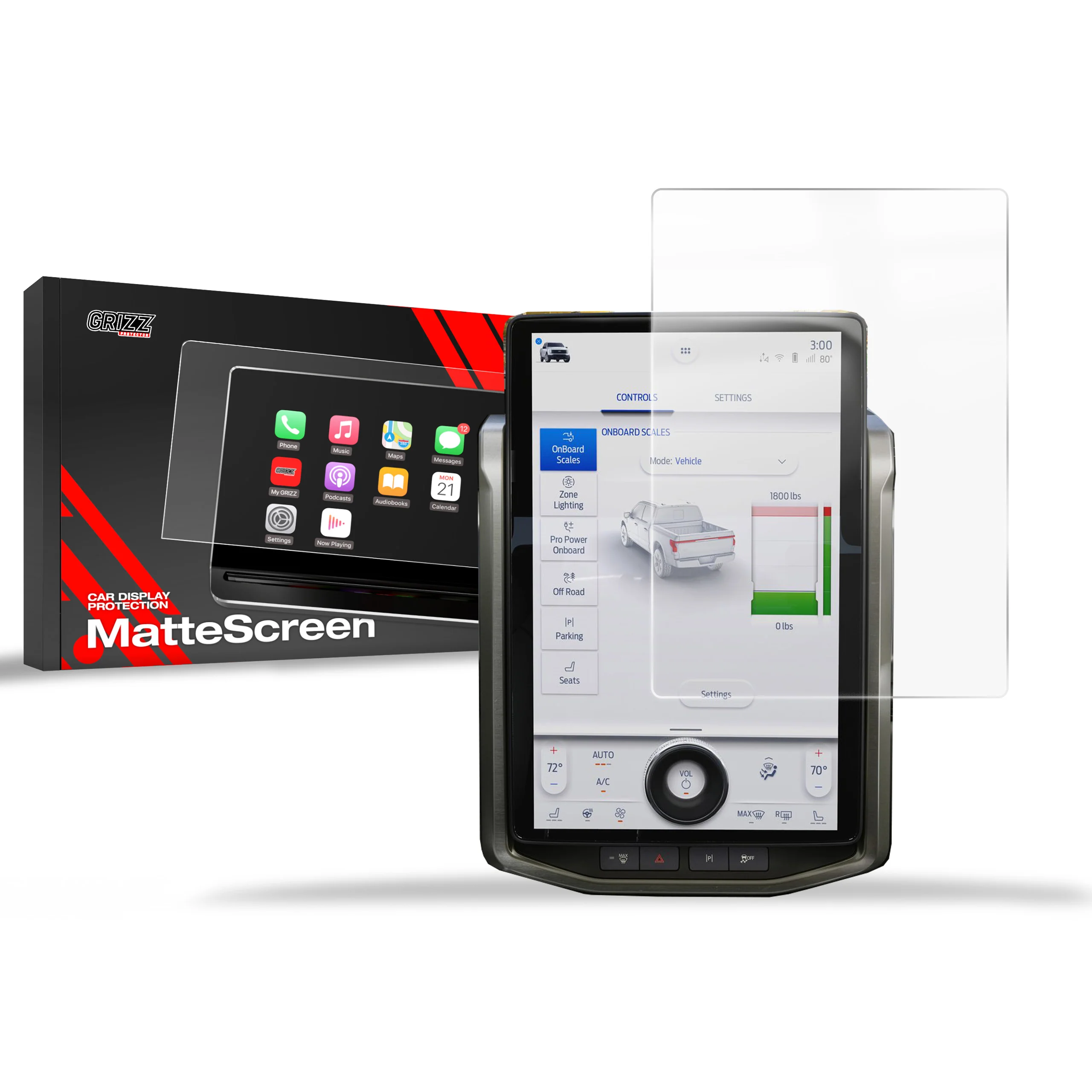 Displayschutzfolie für Ford F150 Lightning 15,5" (2022-2026) Anti-Fingerprint, Matt
