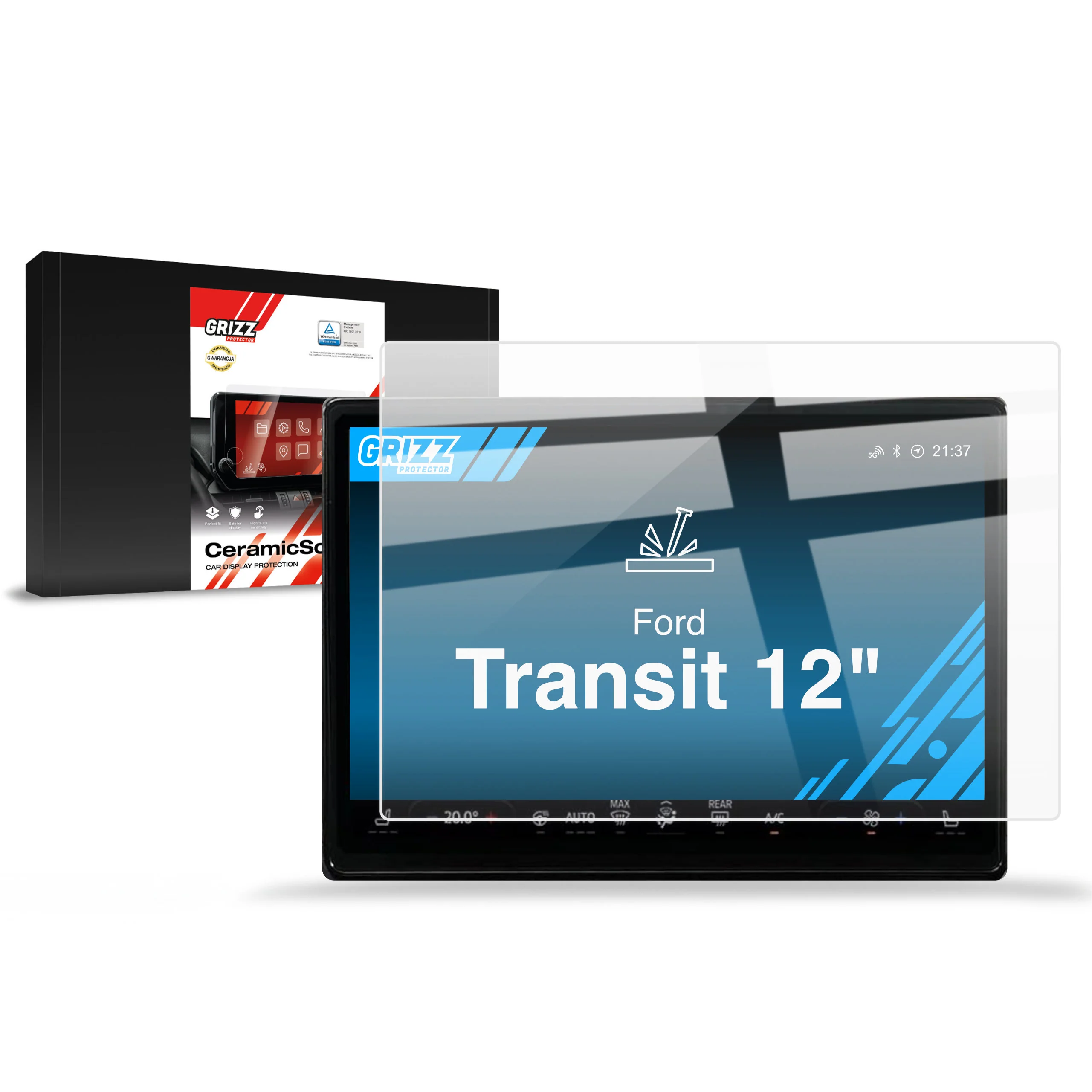 Displayschutzfolie für Ford Transit 12" (2024-2026) Navi Folie, Kratzfest, Klar