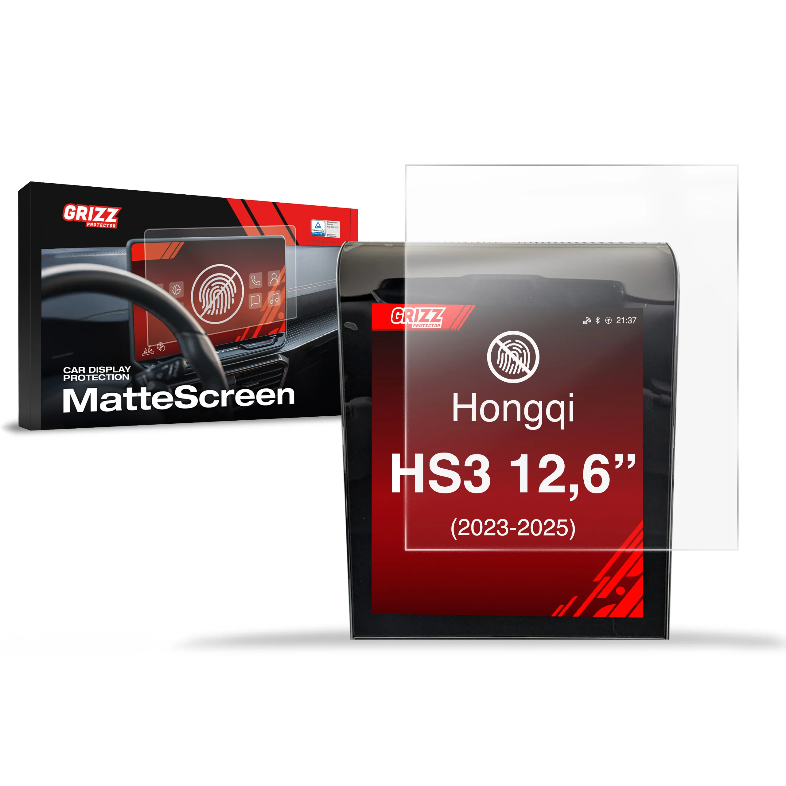 Displayschutzfolie für Hongqi HS3 12,6" (2023-2026) Anti-Fingerprint, Matt