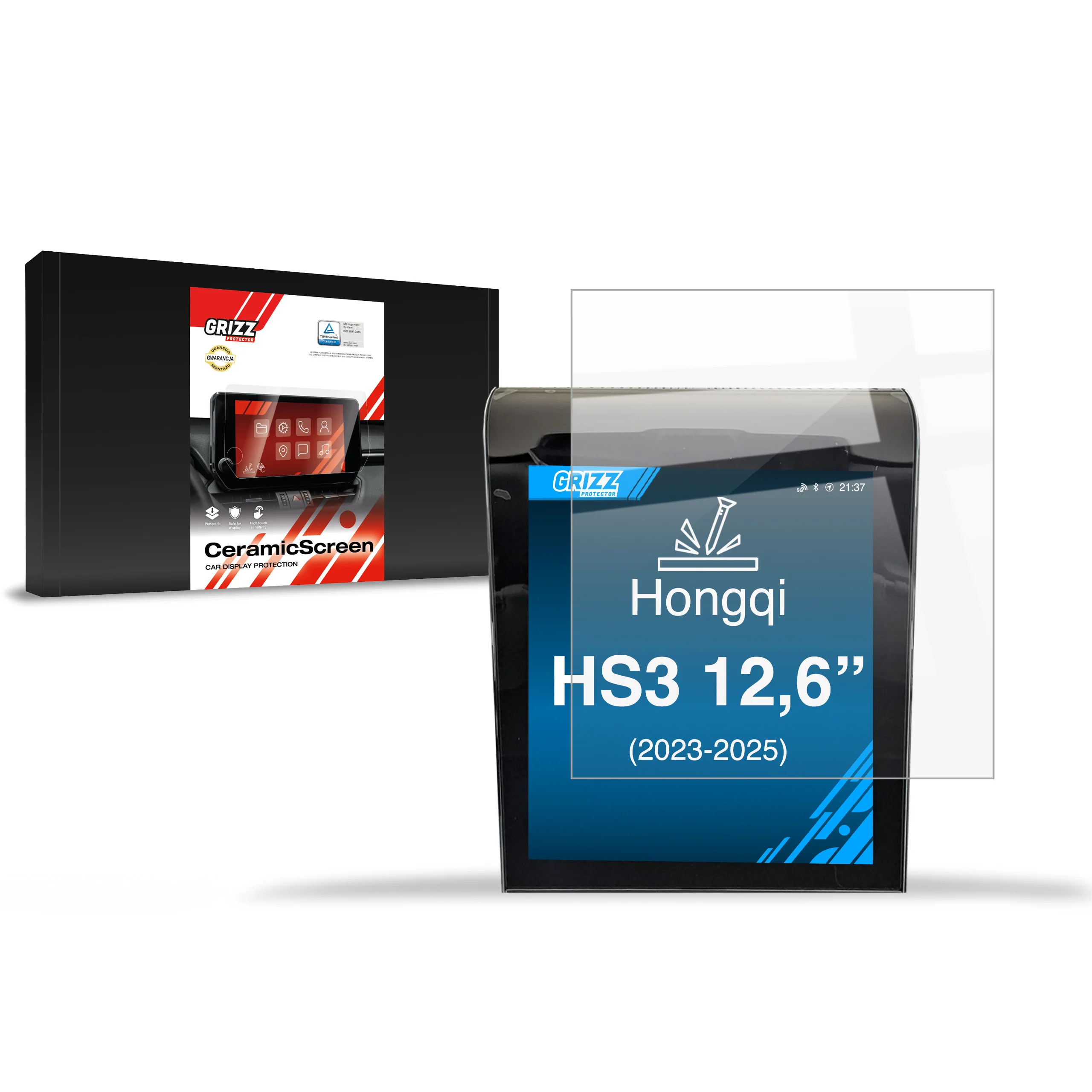 Displayschutzfolie für Hongqi HS3 12,6" (2023-2026) Navi Folie, Kratzfest, Klar
